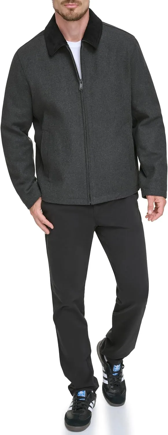Dockers Men's Wool Blend Zip Up Jacket with Quilted Bib