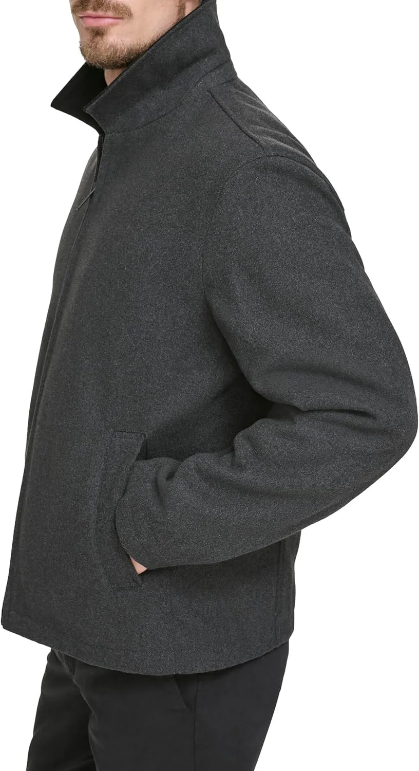 Dockers Men's Wool Blend Zip Up Jacket with Quilted Bib