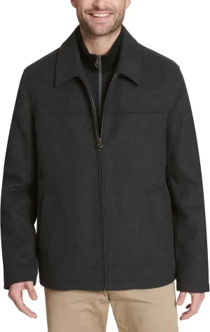 Dockers Men's Wool Blend Zip Up Jacket with Quilted Bib