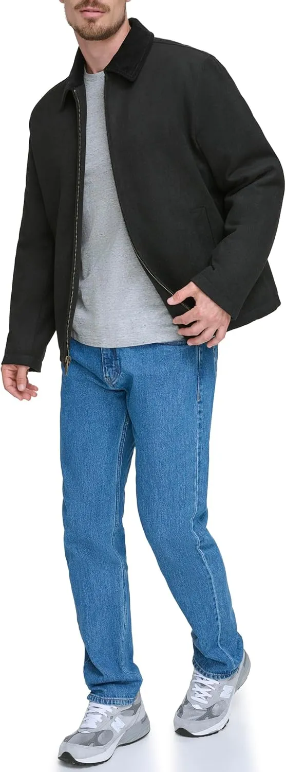 Dockers Men's Wool Blend Zip Up Jacket with Quilted Bib