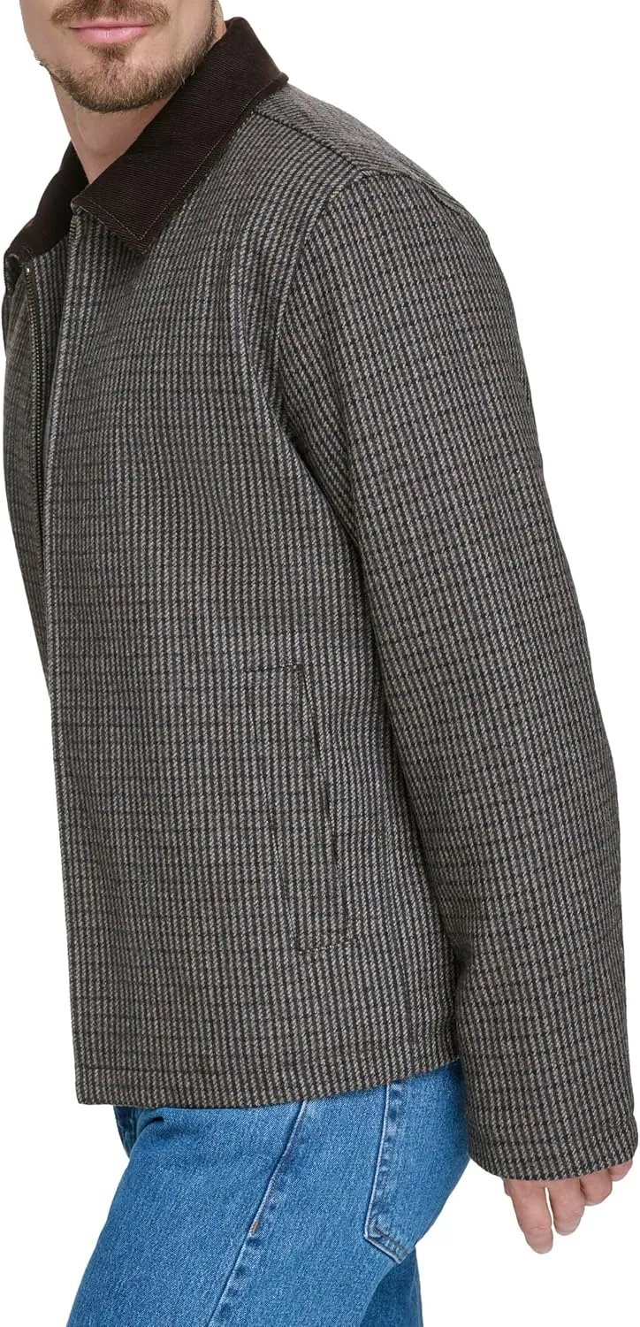 Dockers Men's Wool Blend Zip Up Jacket with Quilted Bib