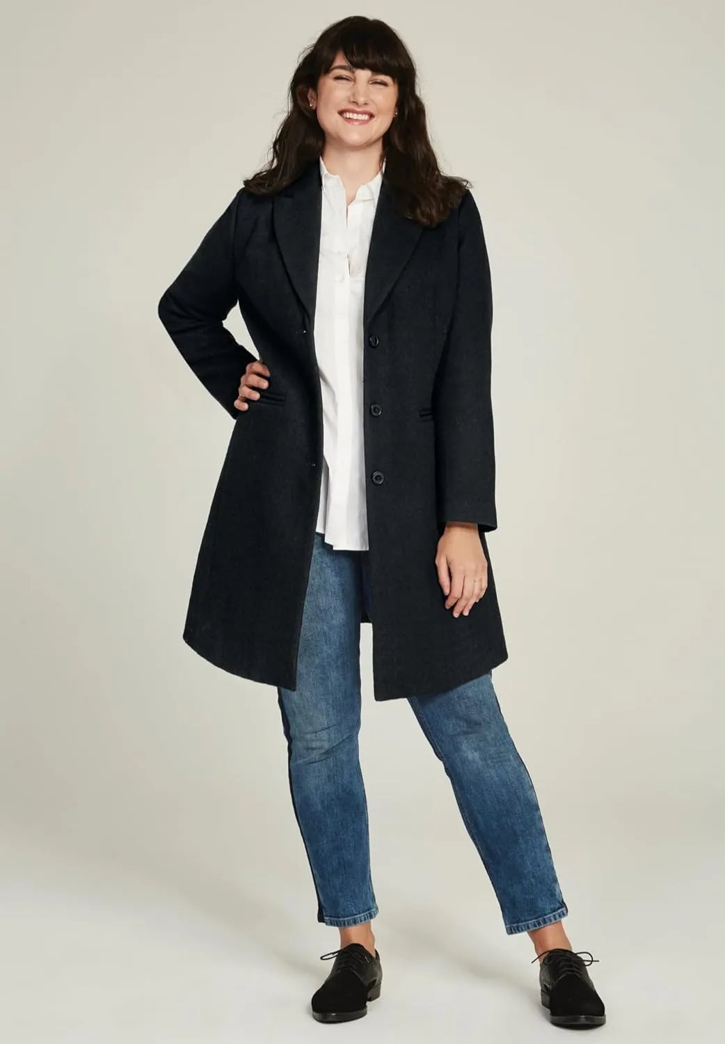 ellos Plus Size Classic Wool-Blend Coat