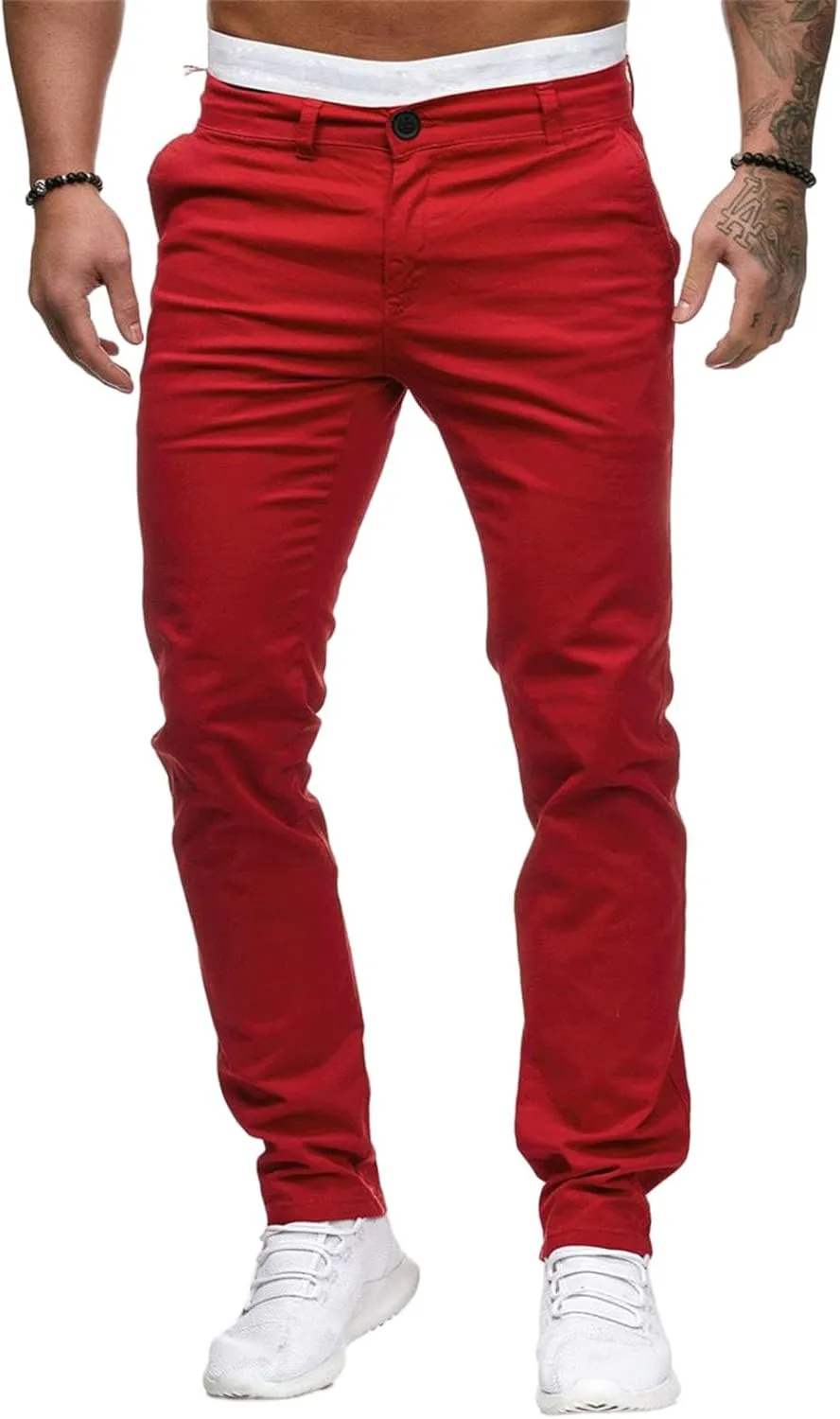 evzosrz Mens Casual Chinos Dress Pants Slim Fit Straight Flat-Front Golf Pant Travel Slacks Joggers Solid Trousers Sweatpant