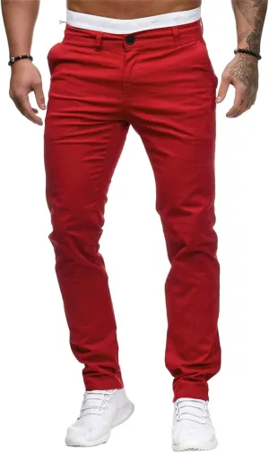 evzosrz Mens Casual Chinos Dress Pants Slim Fit Straight Flat-Front Golf Pant Travel Slacks Joggers Solid Trousers Sweatpant