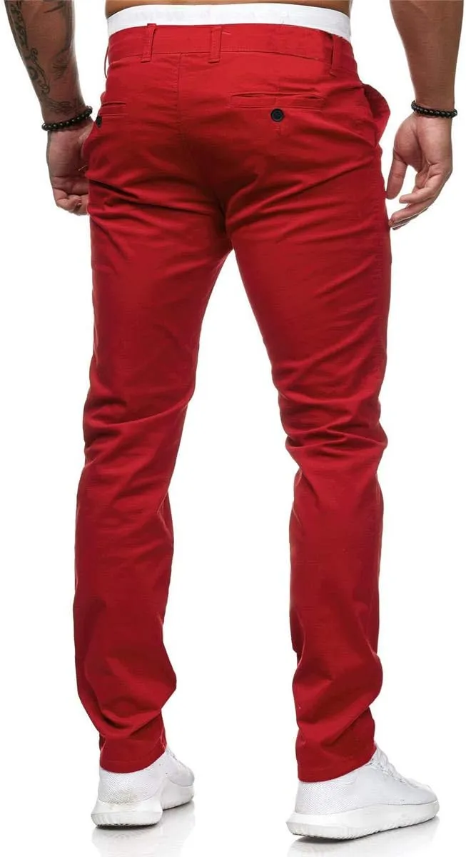 evzosrz Mens Casual Chinos Dress Pants Slim Fit Straight Flat-Front Golf Pant Travel Slacks Joggers Solid Trousers Sweatpant