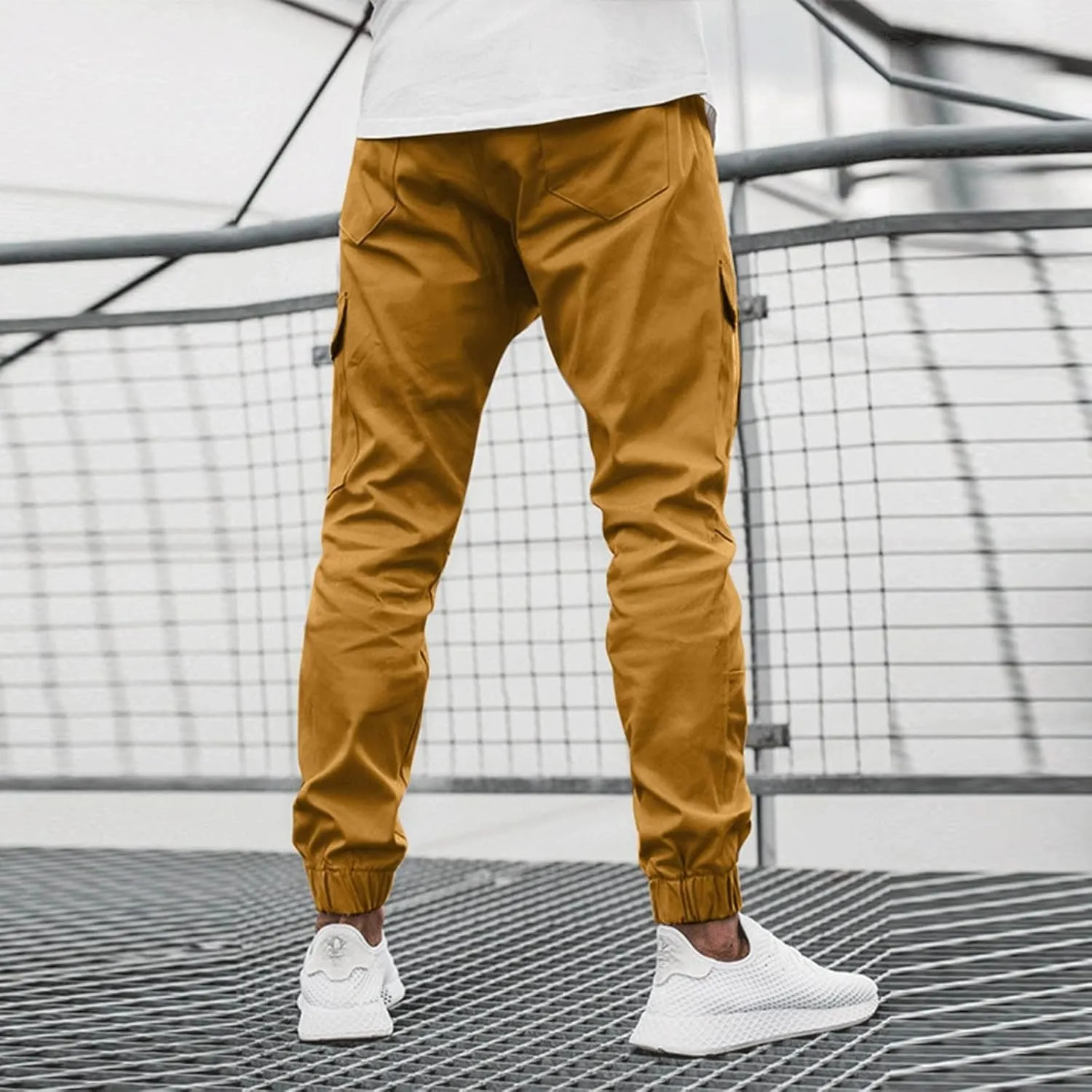 evzosrz Mens Hiking Cargo Pants Slim Fit Joggers Fitness Sweatpants Athletic Workout Outdoor Sports Travel Work Trousers