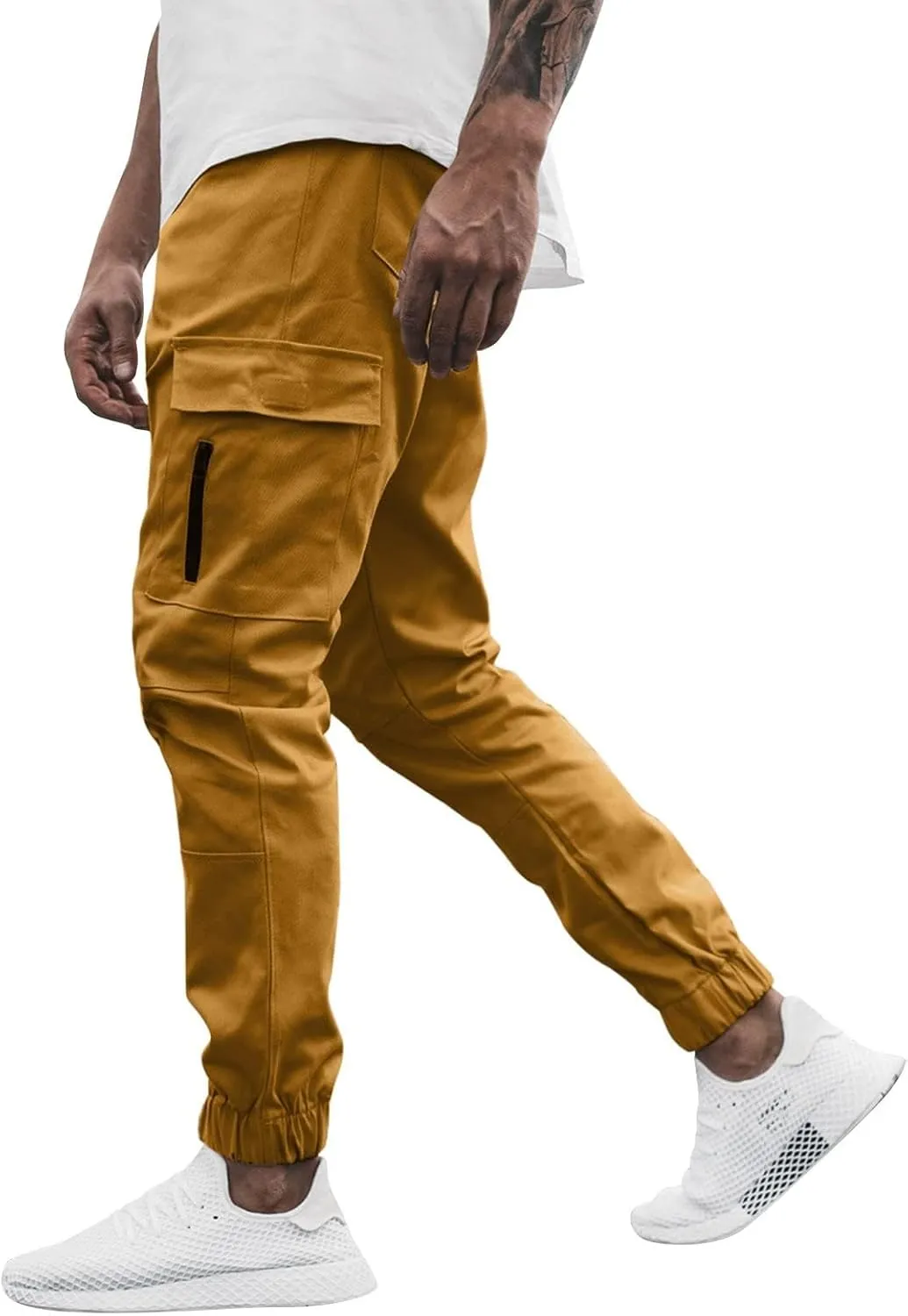 evzosrz Mens Hiking Cargo Pants Slim Fit Joggers Fitness Sweatpants Athletic Workout Outdoor Sports Travel Work Trousers