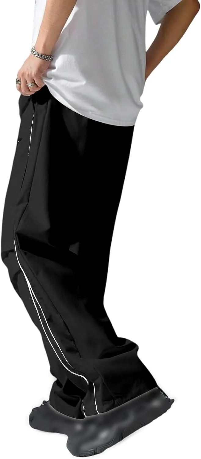 evzosrz Men's Parachute Sweatpants Y2k Summer Side Stripes Baggy Track Pants 2025 Casual Quick Dry Sports Trousers Streetwear