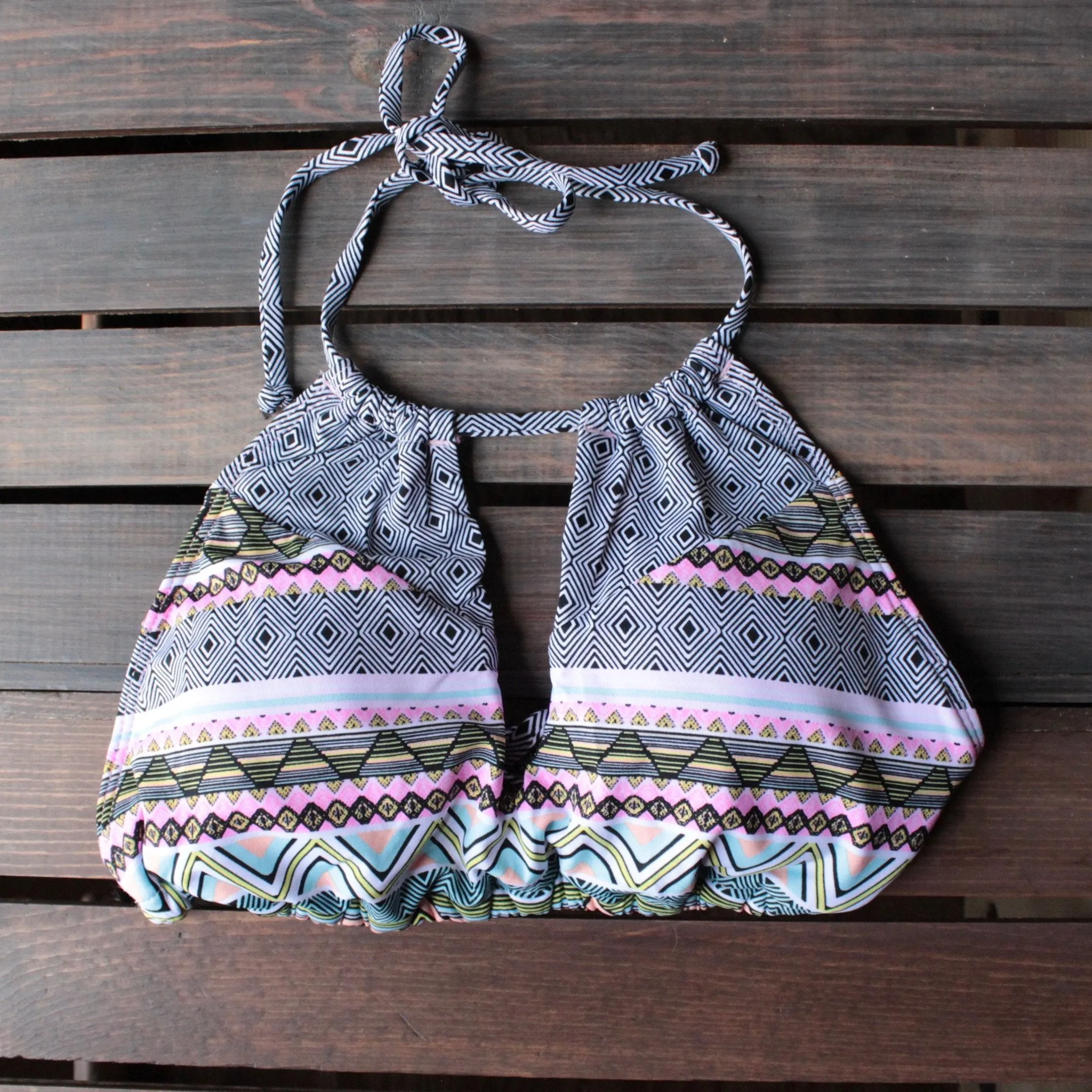 Final Sale - Bikini Lab - Let It Deco High Neck Halter Top