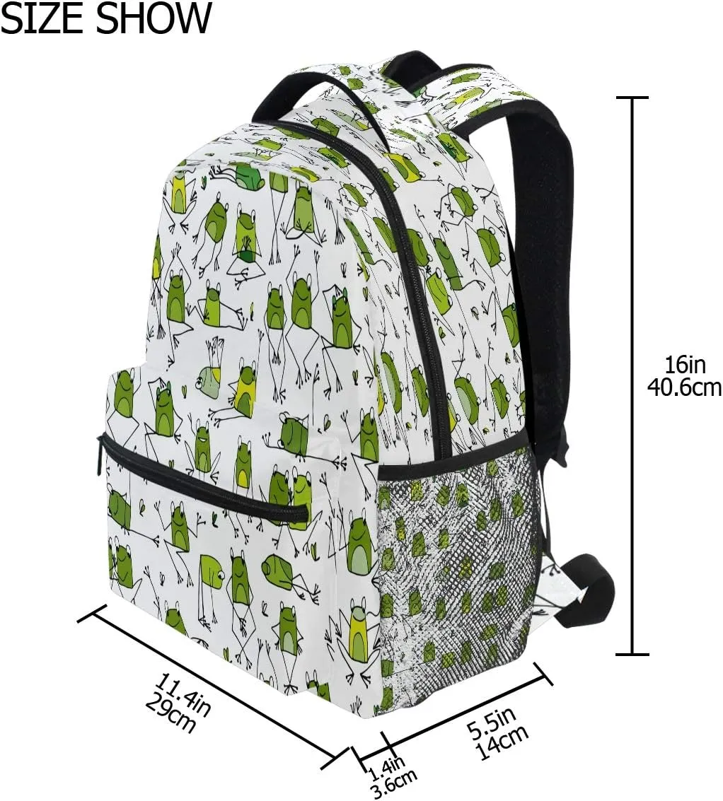 Funny Frogs Pattern Print Travel Backpack for School Water Resistant Bookbag