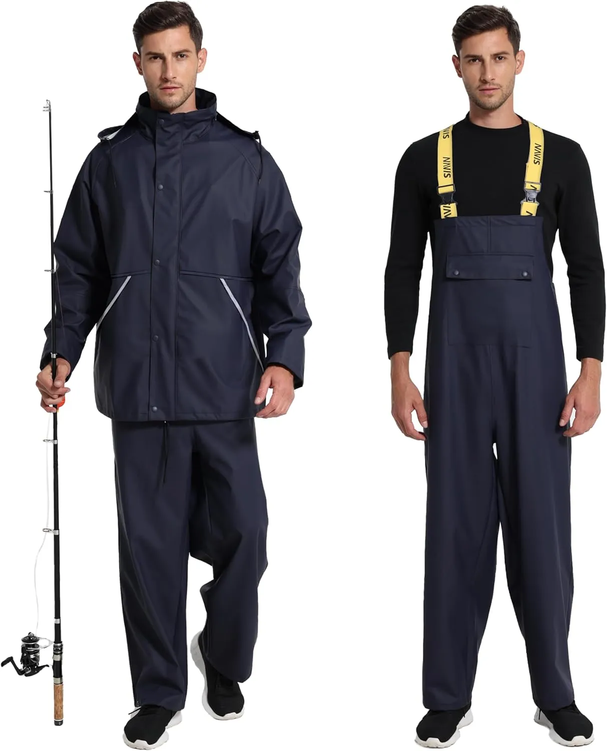 FWG Men's Workwear PRO Rain Suit - Ultimate Safety & Comfort | Waterproof, Durable PU Jacket & Bib Pants Set.