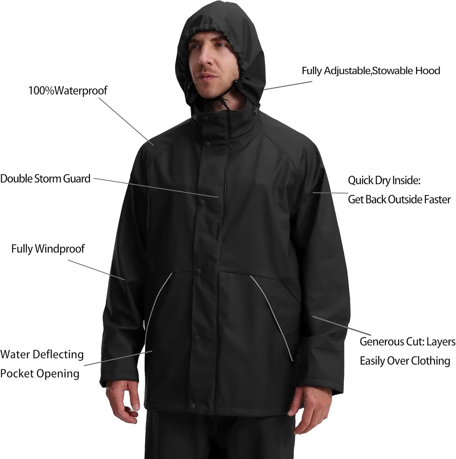 FWG Men's Workwear PRO Rain Suit - Ultimate Safety & Comfort | Waterproof, Durable PU Jacket & Bib Pants Set.