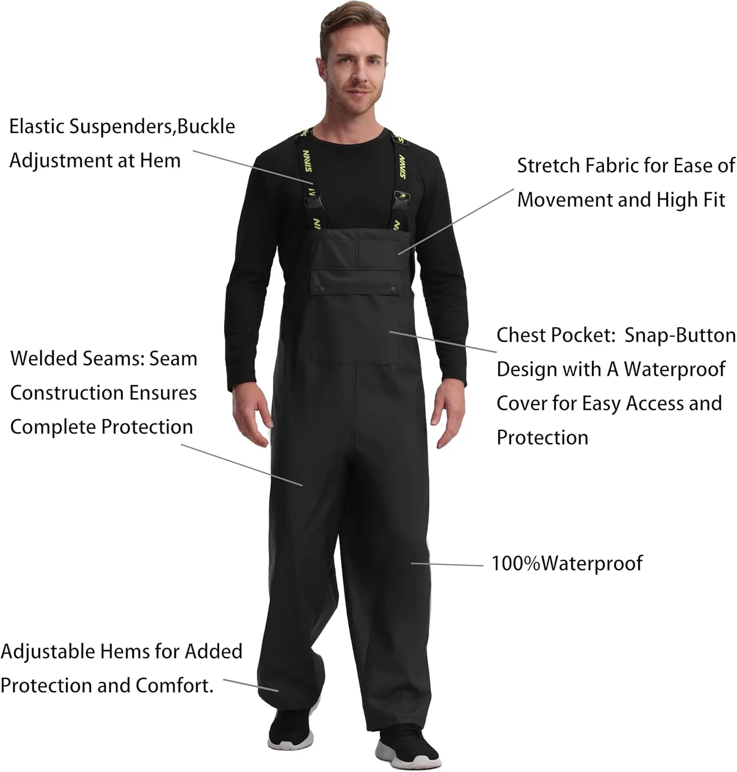 FWG Men's Workwear PRO Rain Suit - Ultimate Safety & Comfort | Waterproof, Durable PU Jacket & Bib Pants Set.