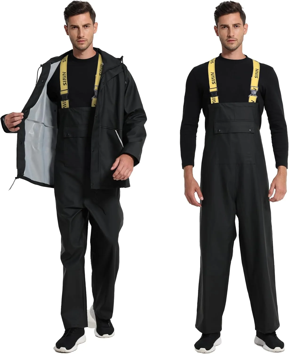 FWG Men's Workwear PRO Rain Suit - Ultimate Safety & Comfort | Waterproof, Durable PU Jacket & Bib Pants Set.