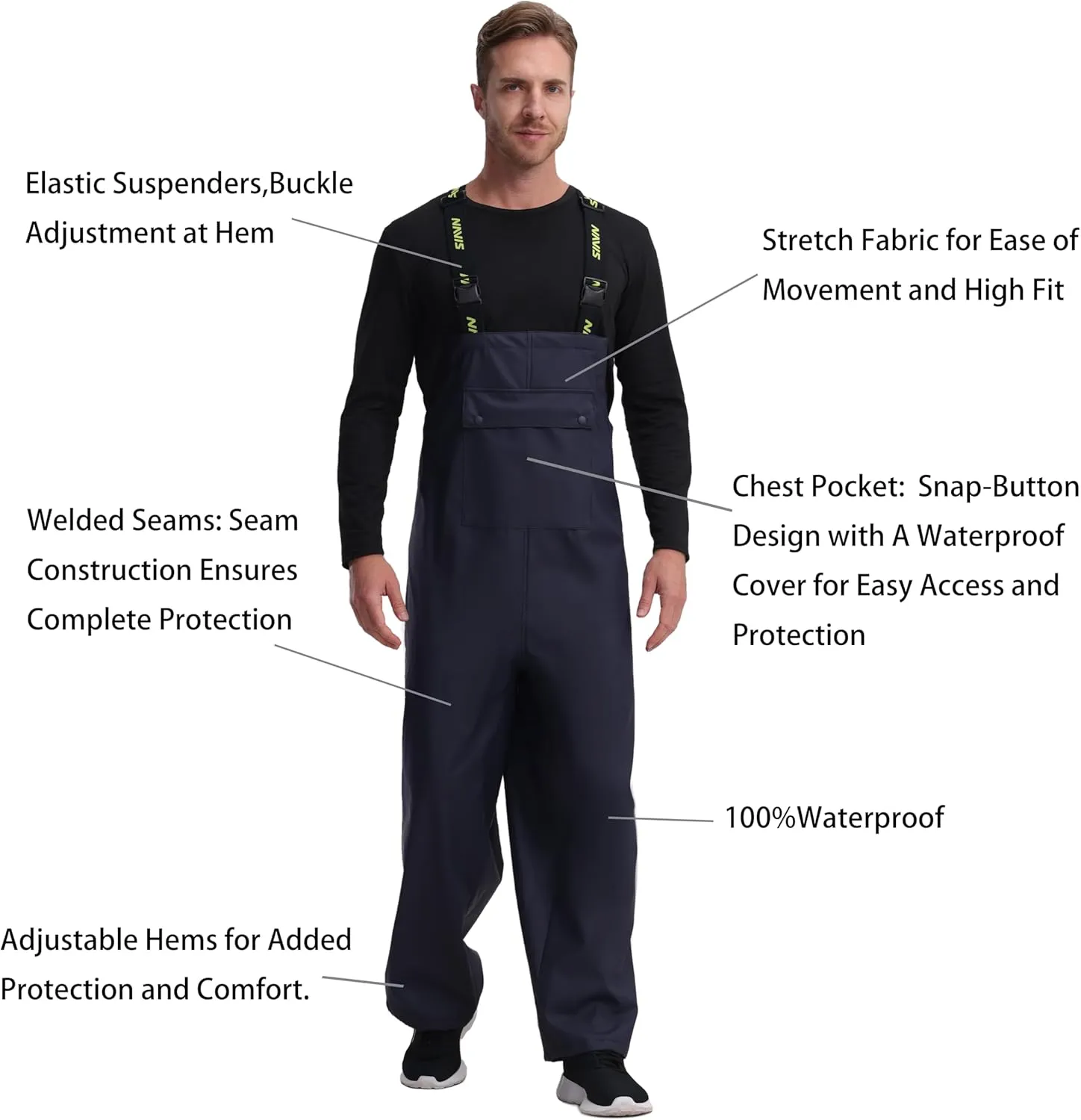 FWG Men's Workwear PRO Rain Suit - Ultimate Safety & Comfort | Waterproof, Durable PU Jacket & Bib Pants Set.