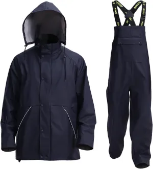 FWG Men's Workwear PRO Rain Suit - Ultimate Safety & Comfort | Waterproof, Durable PU Jacket & Bib Pants Set.