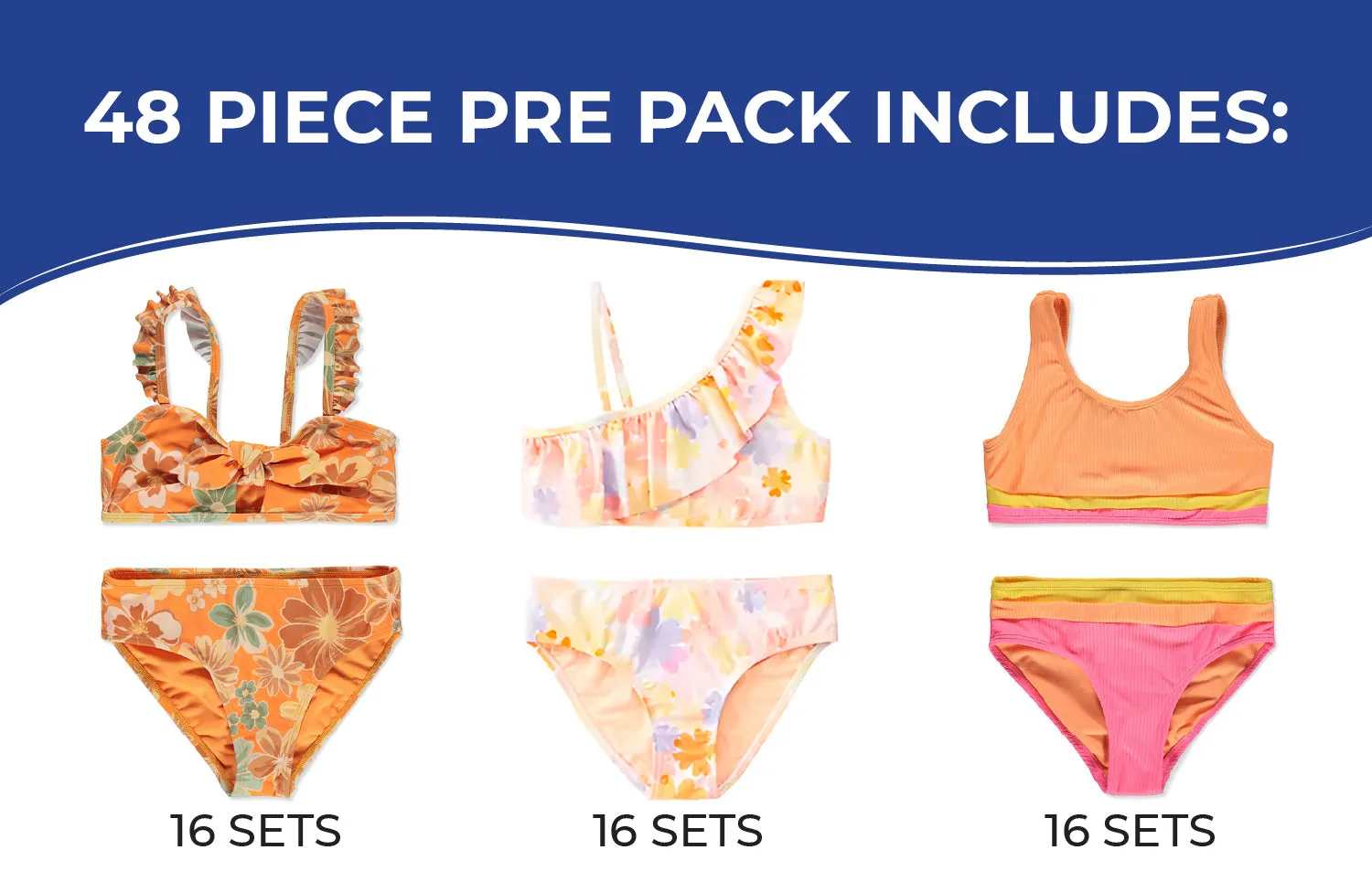 G-BW24 - Wholesale Girl's Ruffle & Paneled Two-Piece Swimsuits