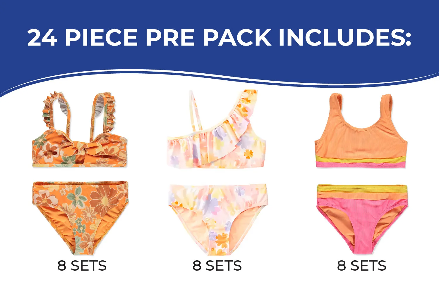 G-BW24 - Wholesale Girl's Ruffle & Paneled Two-Piece Swimsuits