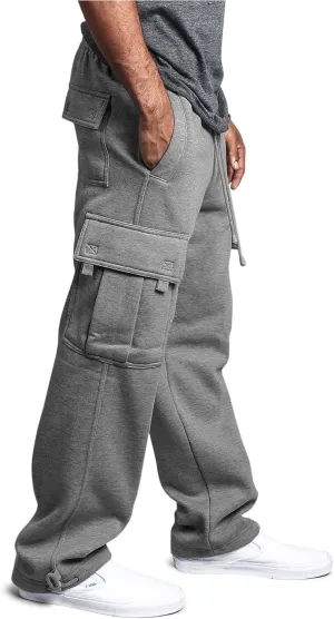 G-Style USA Men's Solid Fleece Heavyweight Cargo Pants
