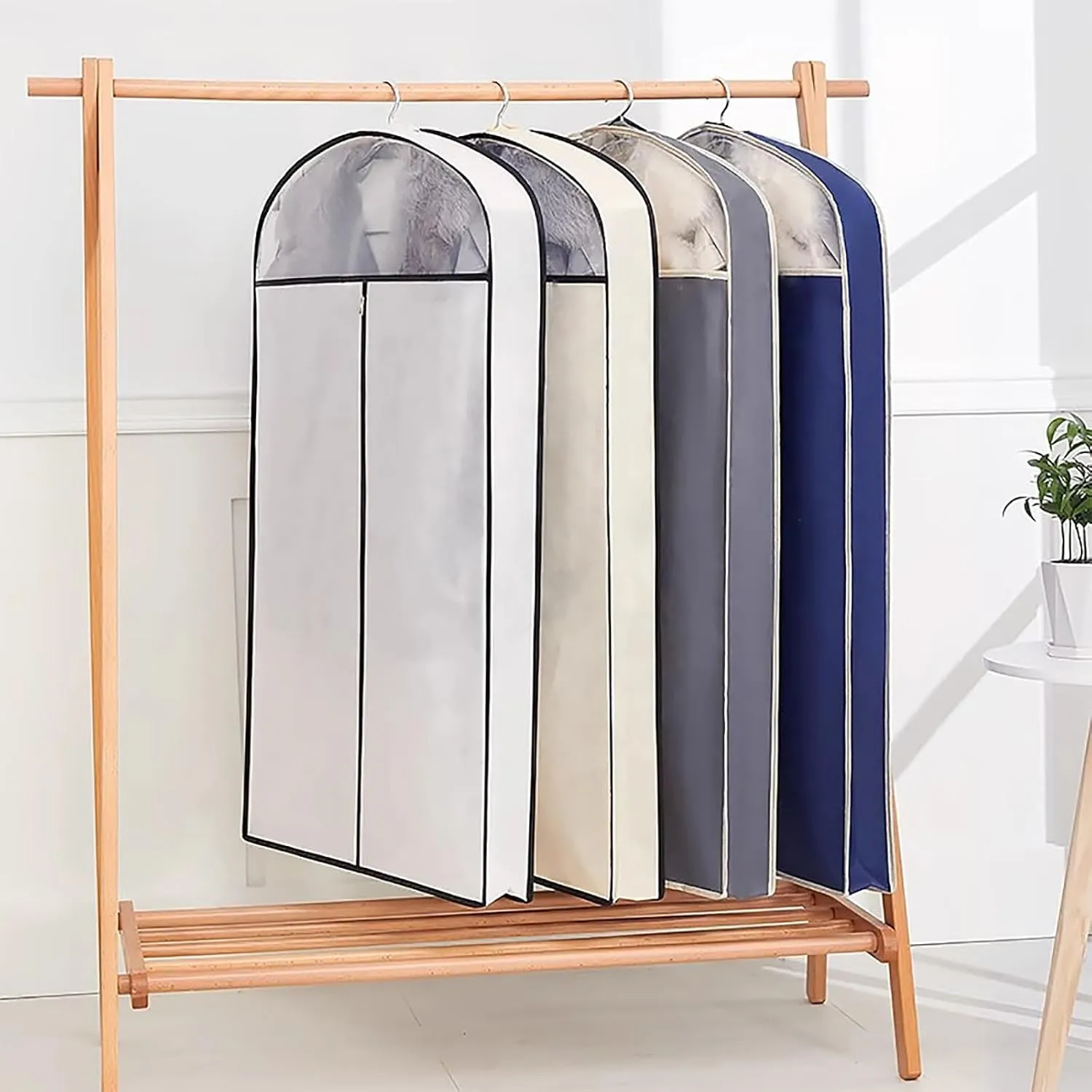 Garment Bags for Hanging ClothesSuit Bags Covers with Zipper, Durable Garment Bags for Storagefor Suits, Gowns, Shirts, Jackets(Blue,43.3in/110cm)
