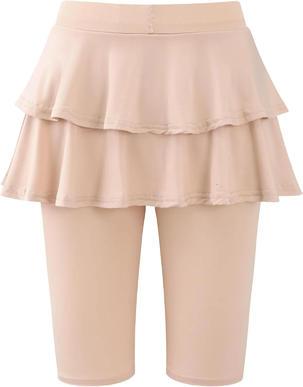 Girls 4-12 Years Knee-Length Skirted Leggings, Summer Stretchy Athletic Pants for Toddler Kids - Breathable & Durable