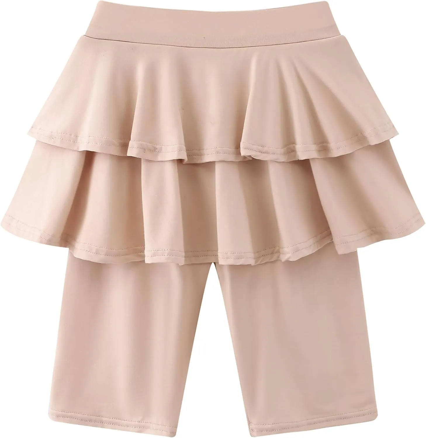 Girls 4-12 Years Knee-Length Skirted Leggings, Summer Stretchy Athletic Pants for Toddler Kids - Breathable & Durable
