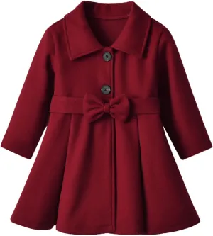 Girls Dress Coat Kids Winter Warm Jacket Long Sleeve Button Trench Coat Pocket Long Peacoat Clothes Outerwear