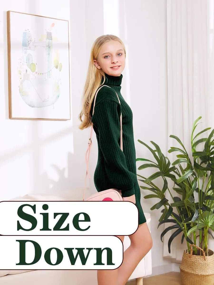 Girls Oversized Sweater Dress Turtleneck Batwing Sleeve Winter Long Kids Casual Sweaters for Girls Dresses