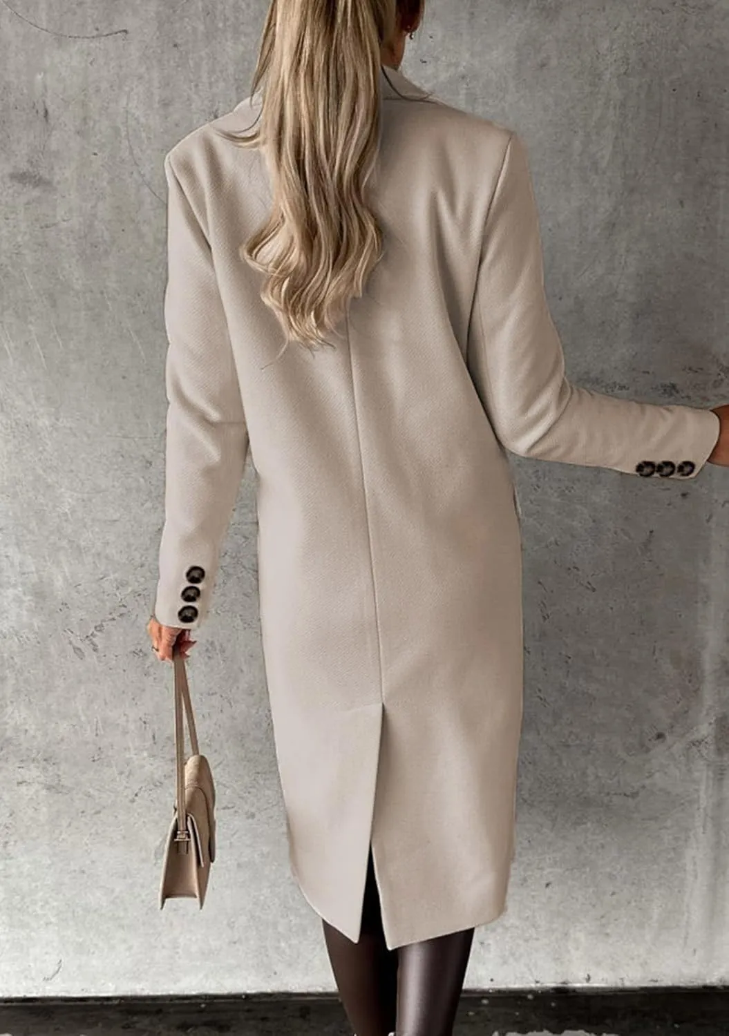 GORIFE Women's Double Breasted Long Coats Lapel Collar Winter Pea Coat Trench Slim Fit Jackets Coat Outwear