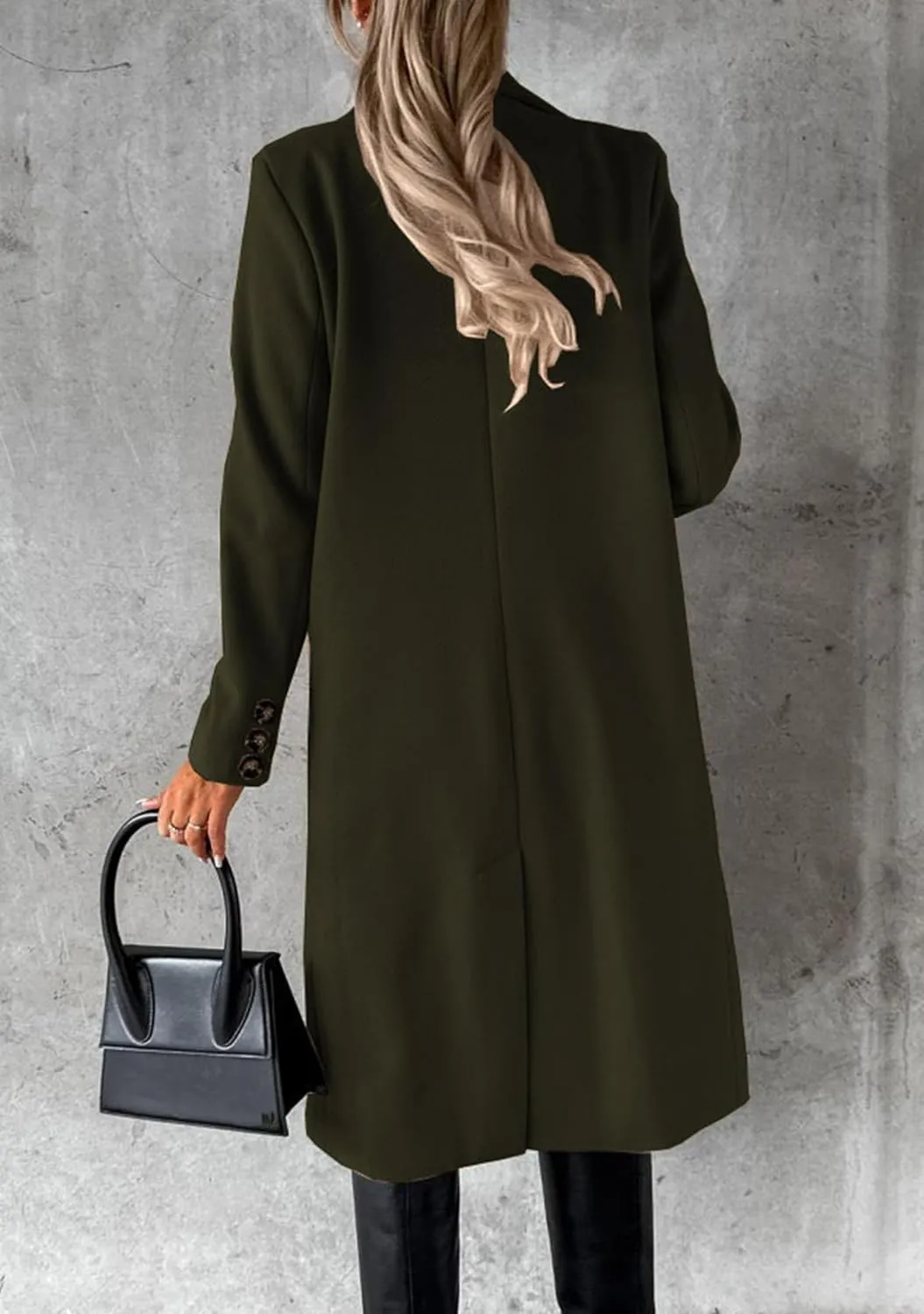 GORIFE Women's Double Breasted Long Coats Lapel Collar Winter Pea Coat Trench Slim Fit Jackets Coat Outwear