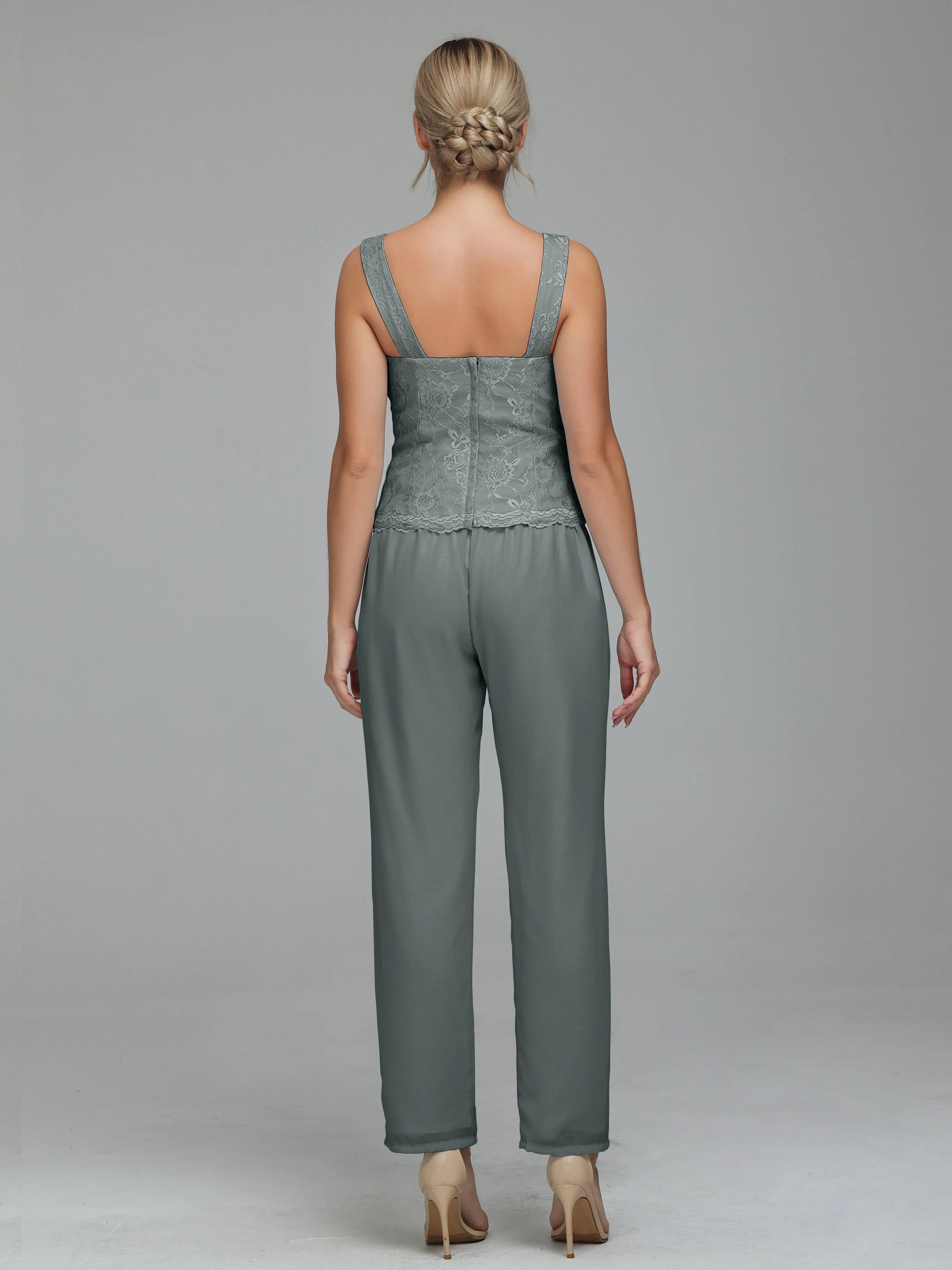 Graceful 3 Pieces Lace Chiffon Mother of Bride Dress Pant Suits