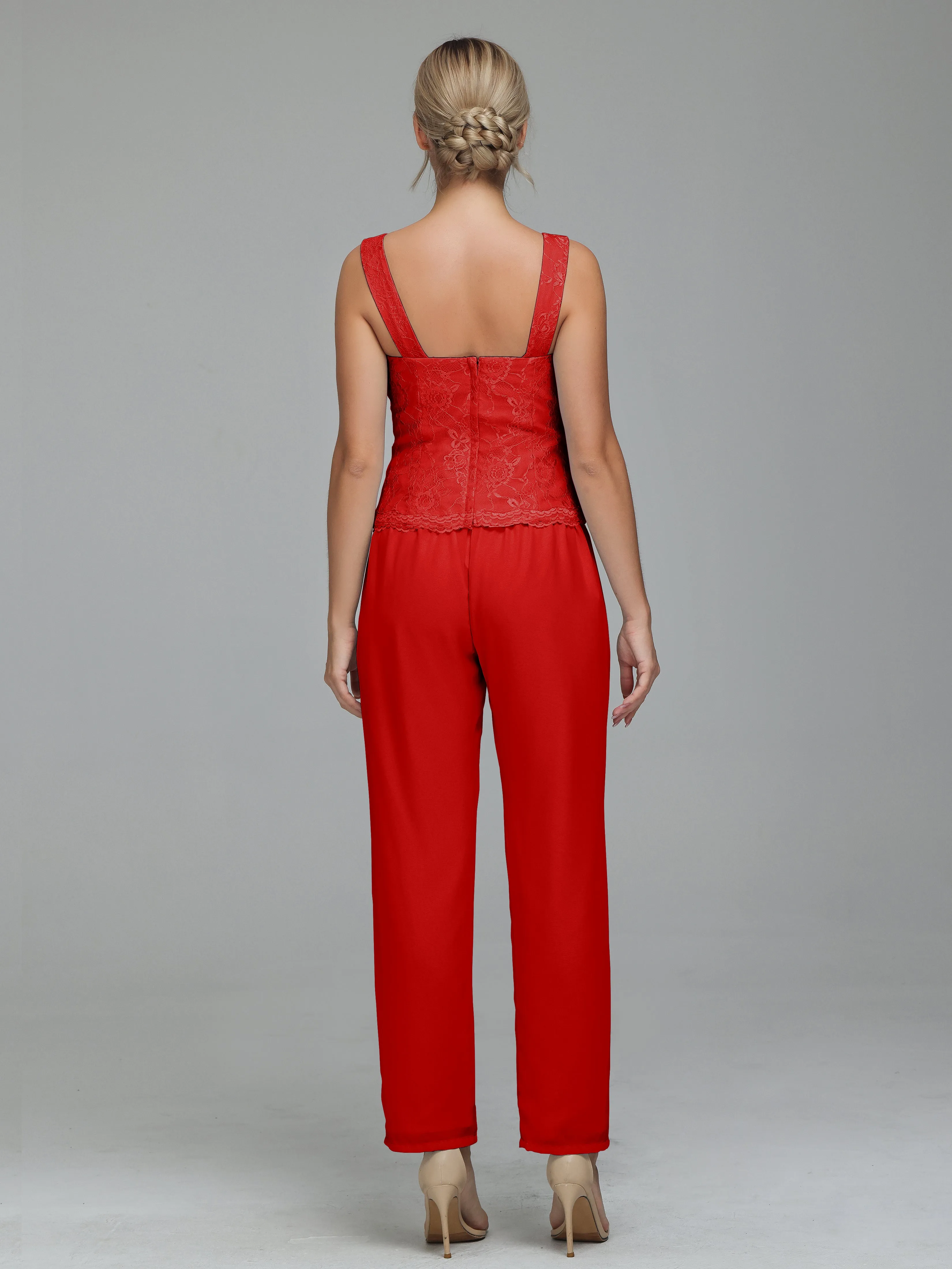 Graceful 3 Pieces Lace Chiffon Mother of Bride Dress Pant Suits