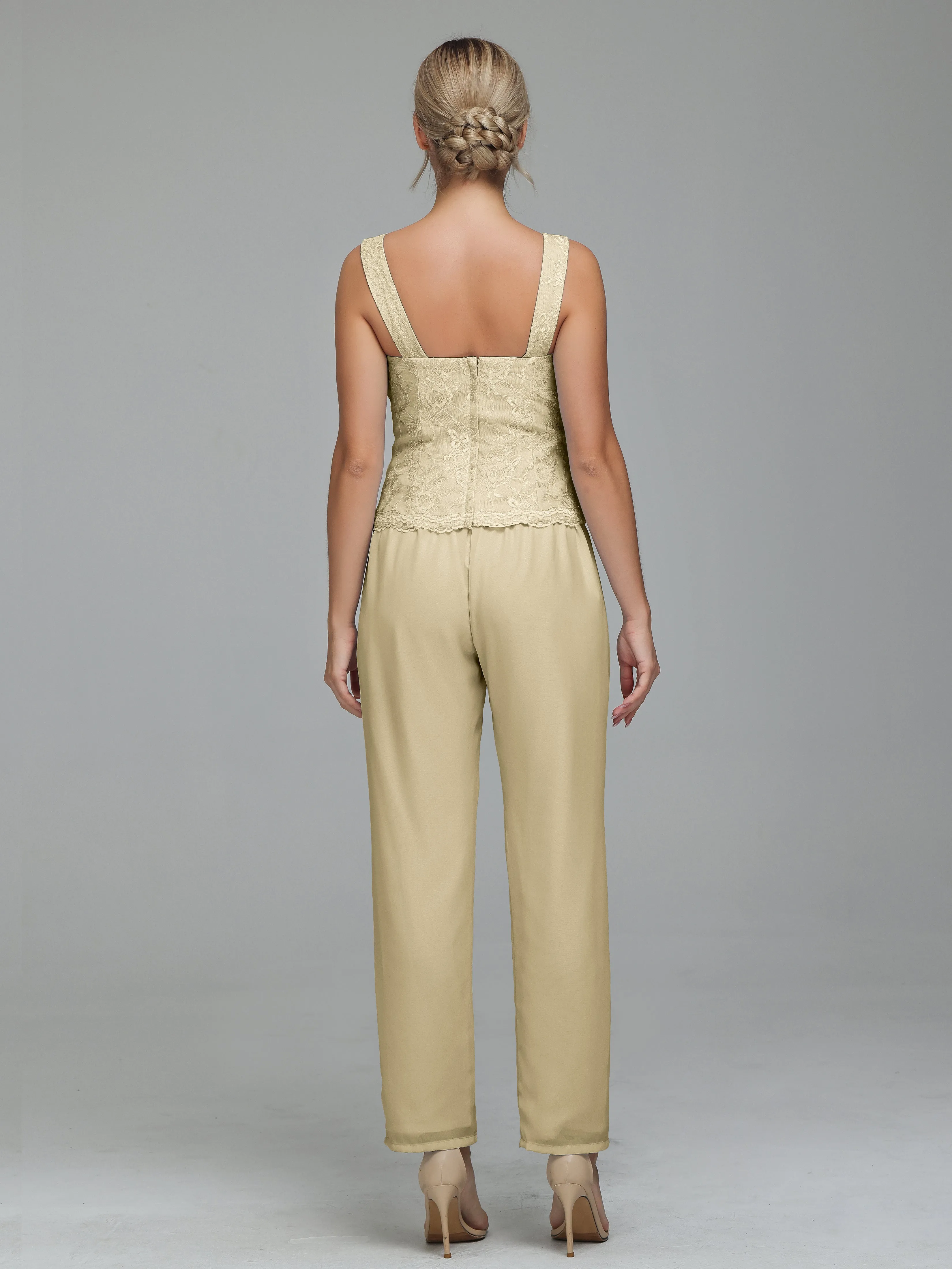 Graceful 3 Pieces Lace Chiffon Mother of Bride Dress Pant Suits