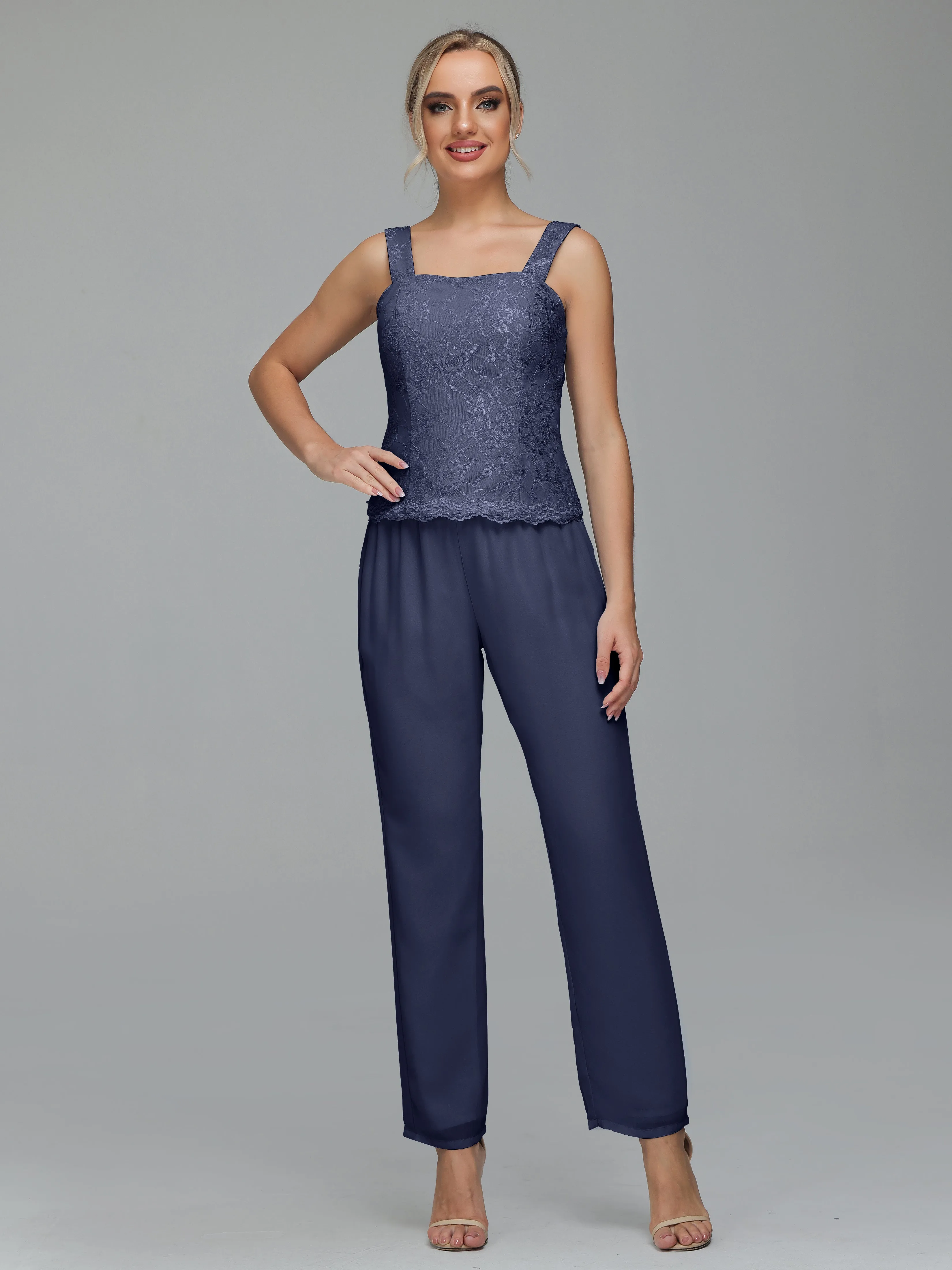 Graceful 3 Pieces Lace Chiffon Mother of Bride Dress Pant Suits