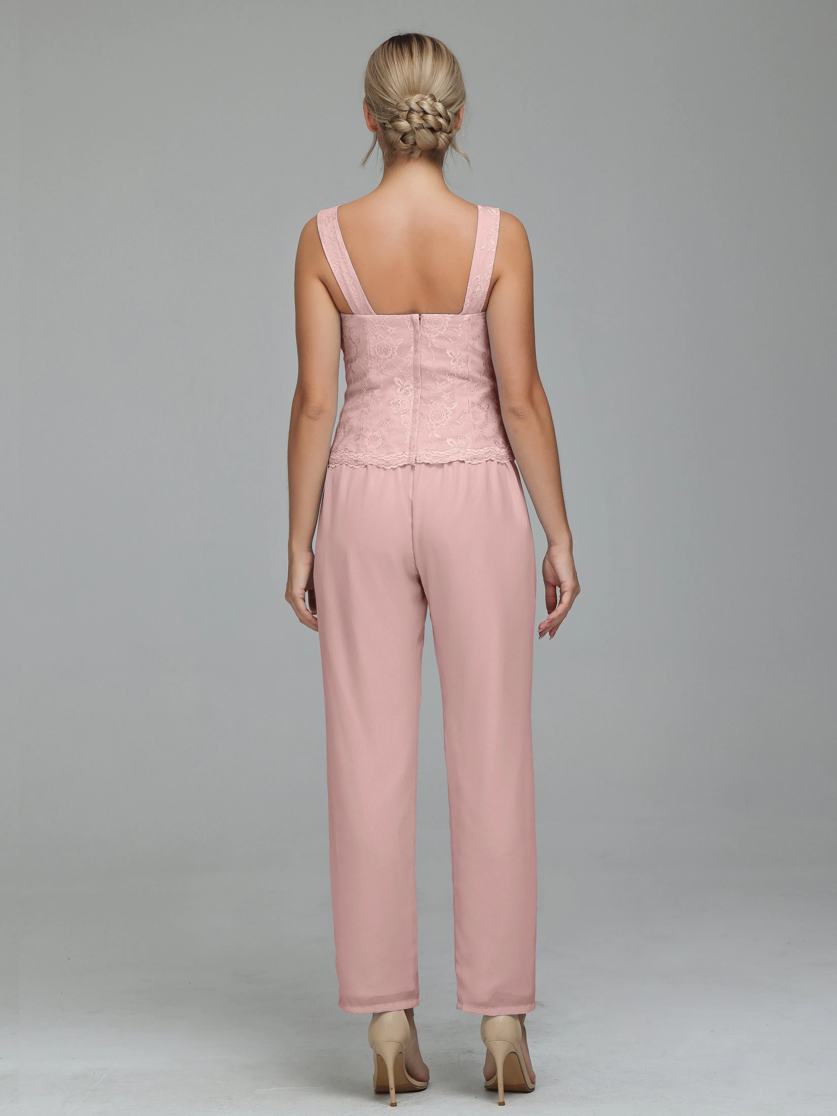 Graceful 3 Pieces Lace Chiffon Mother of Bride Dress Pant Suits