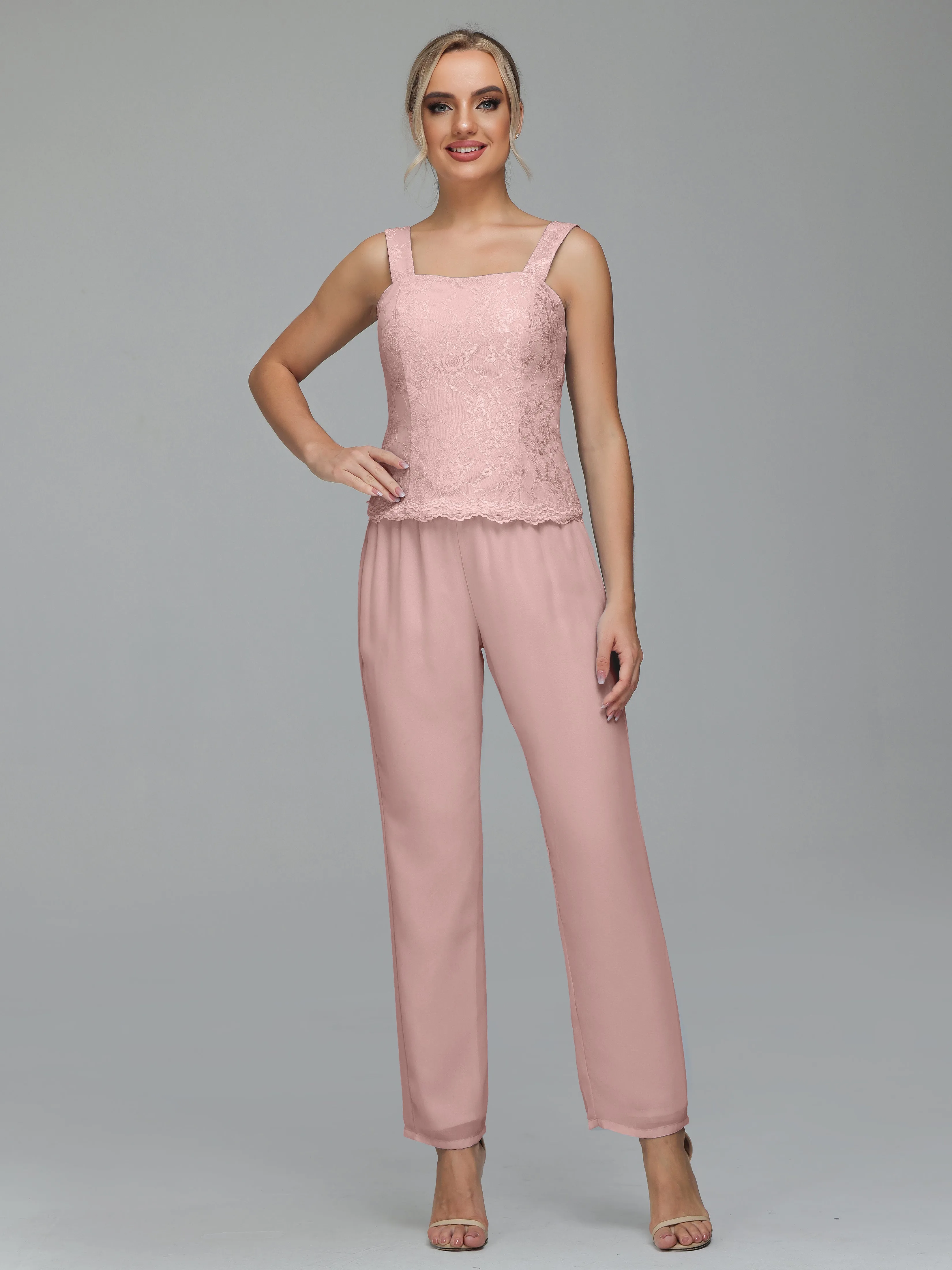 Graceful 3 Pieces Lace Chiffon Mother of Bride Dress Pant Suits