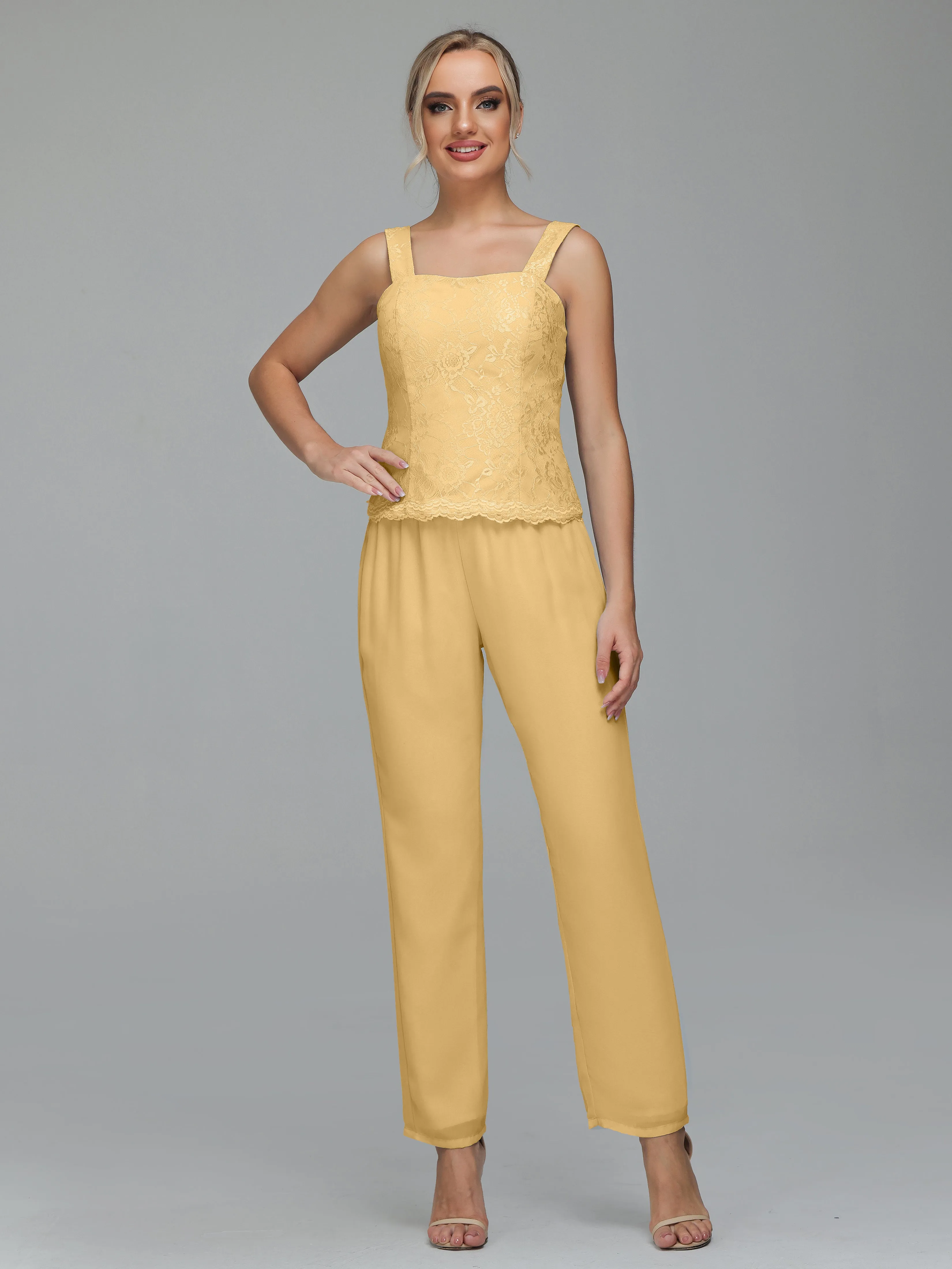 Graceful 3 Pieces Lace Chiffon Mother of Bride Dress Pant Suits