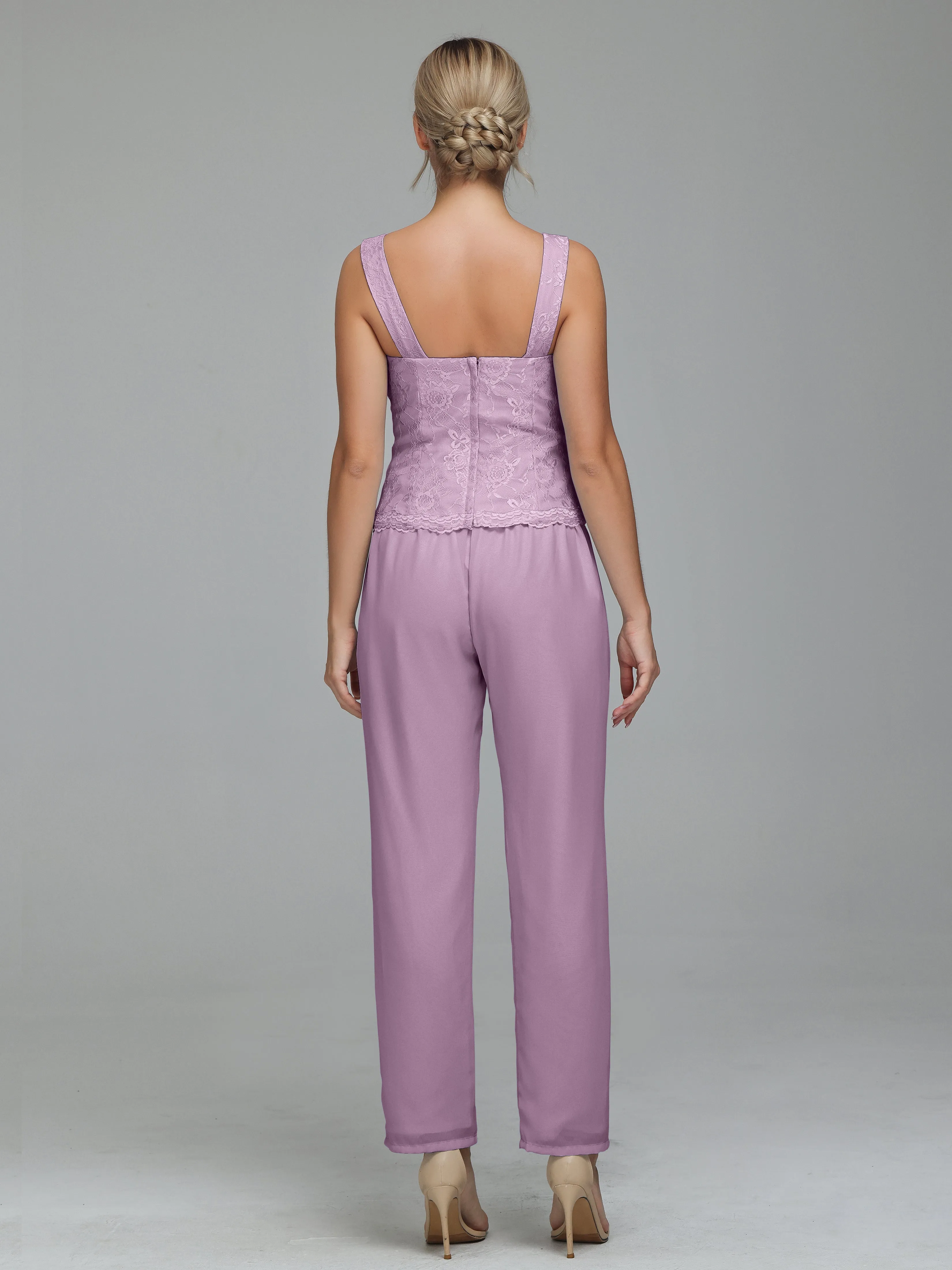 Graceful 3 Pieces Lace Chiffon Mother of Bride Dress Pant Suits