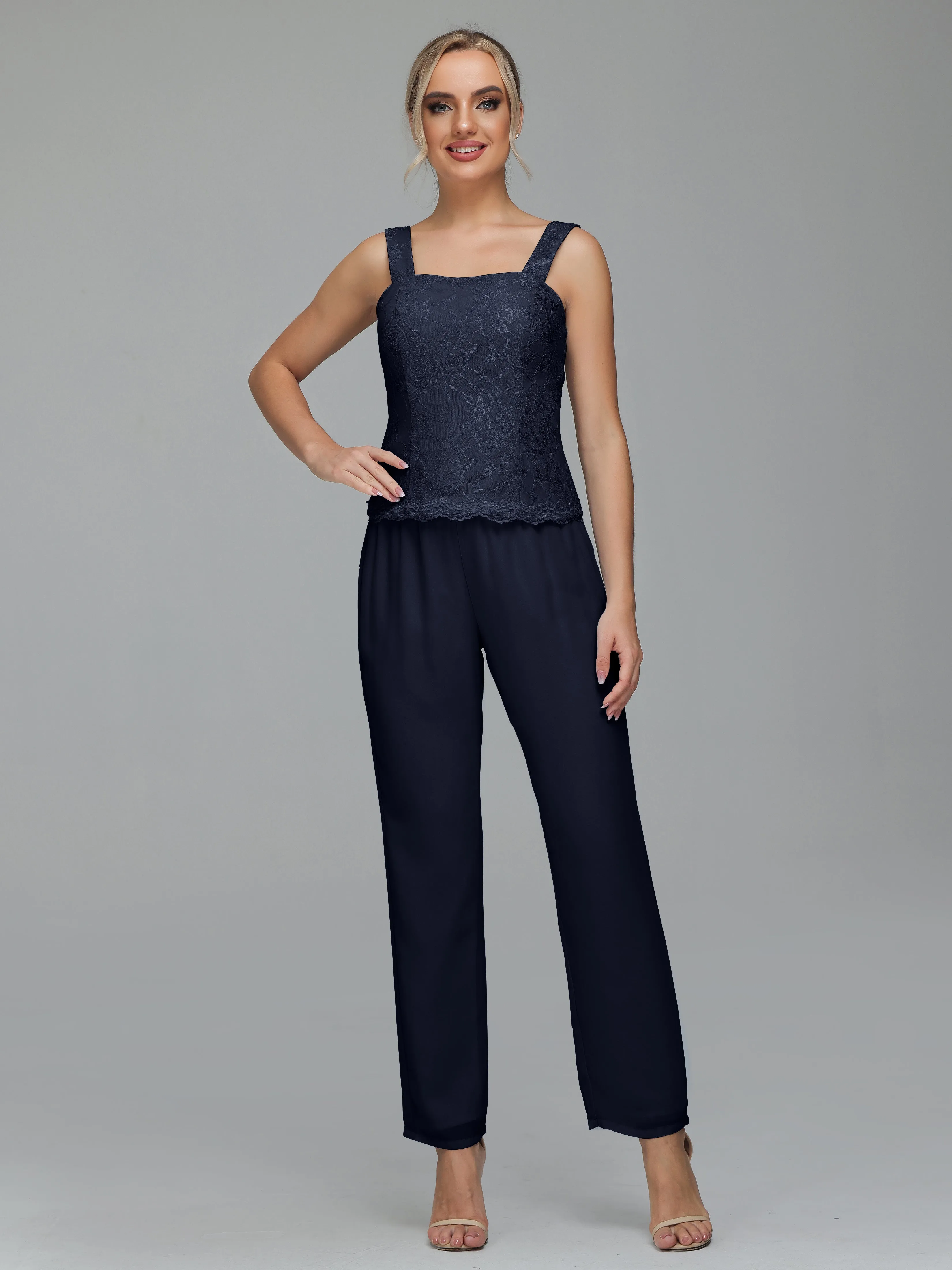 Graceful 3 Pieces Lace Chiffon Mother of Bride Dress Pant Suits