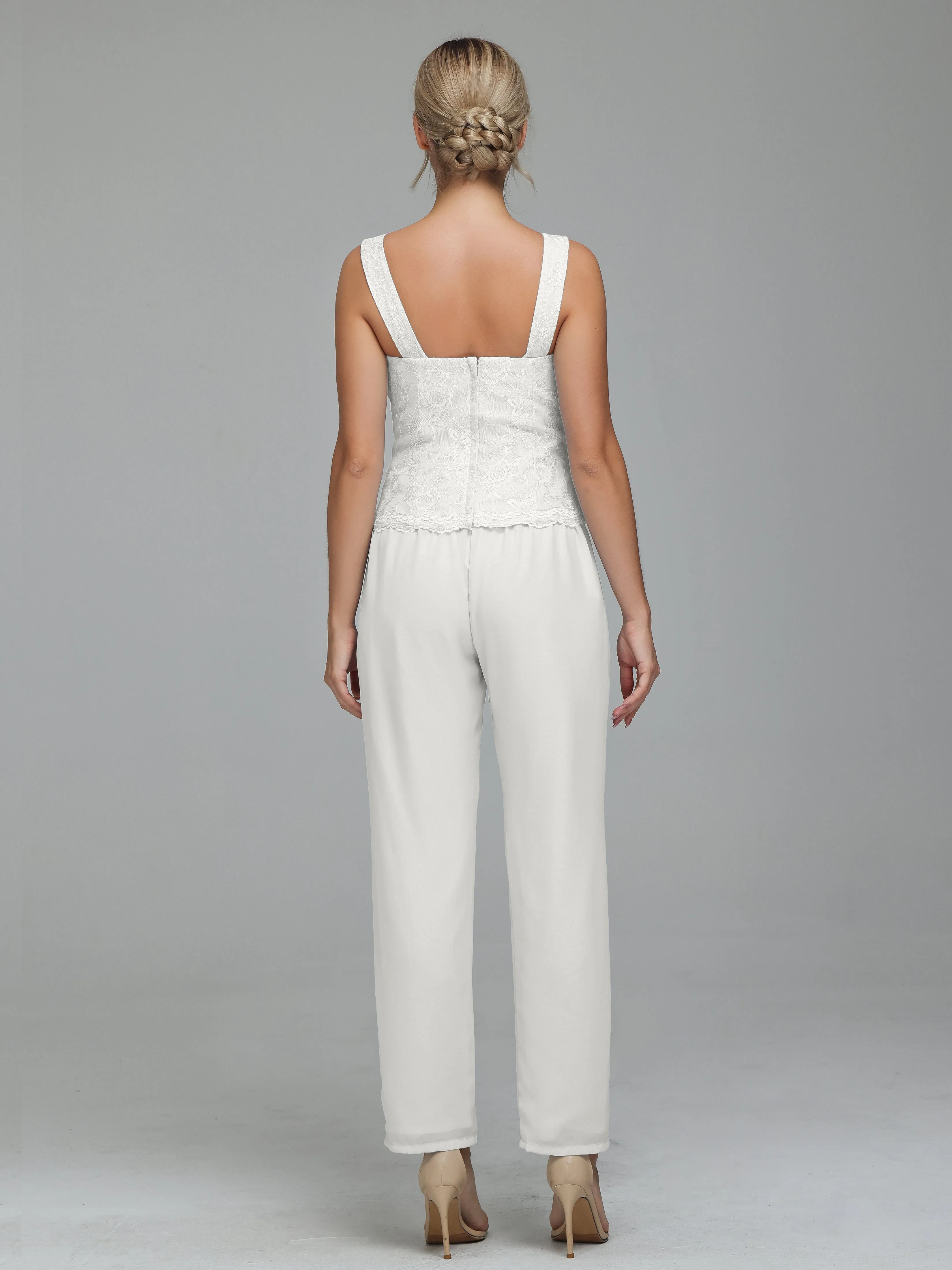 Graceful 3 Pieces Lace Chiffon Mother of Bride Dress Pant Suits