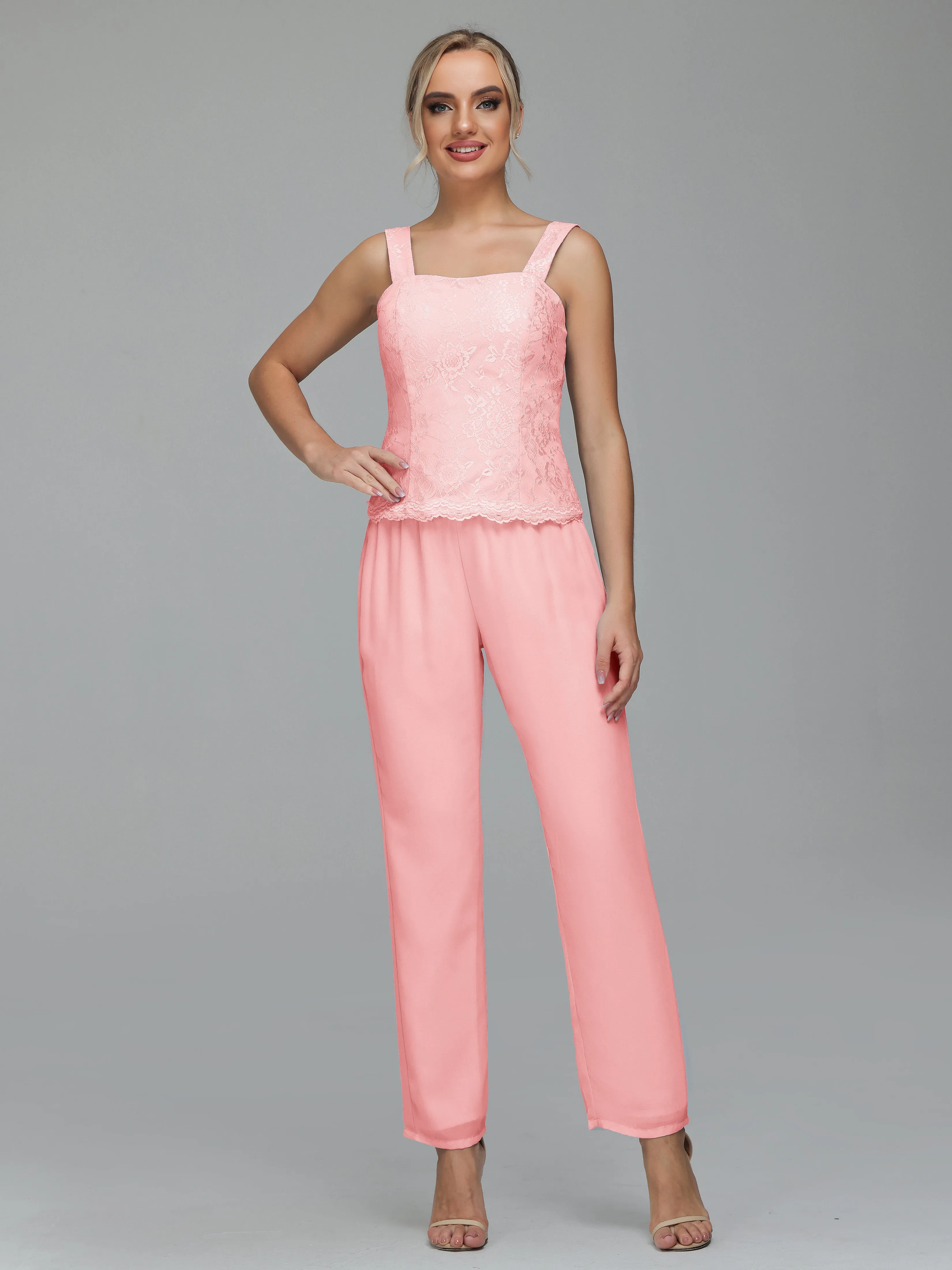 Graceful 3 Pieces Lace Chiffon Mother of Bride Dress Pant Suits