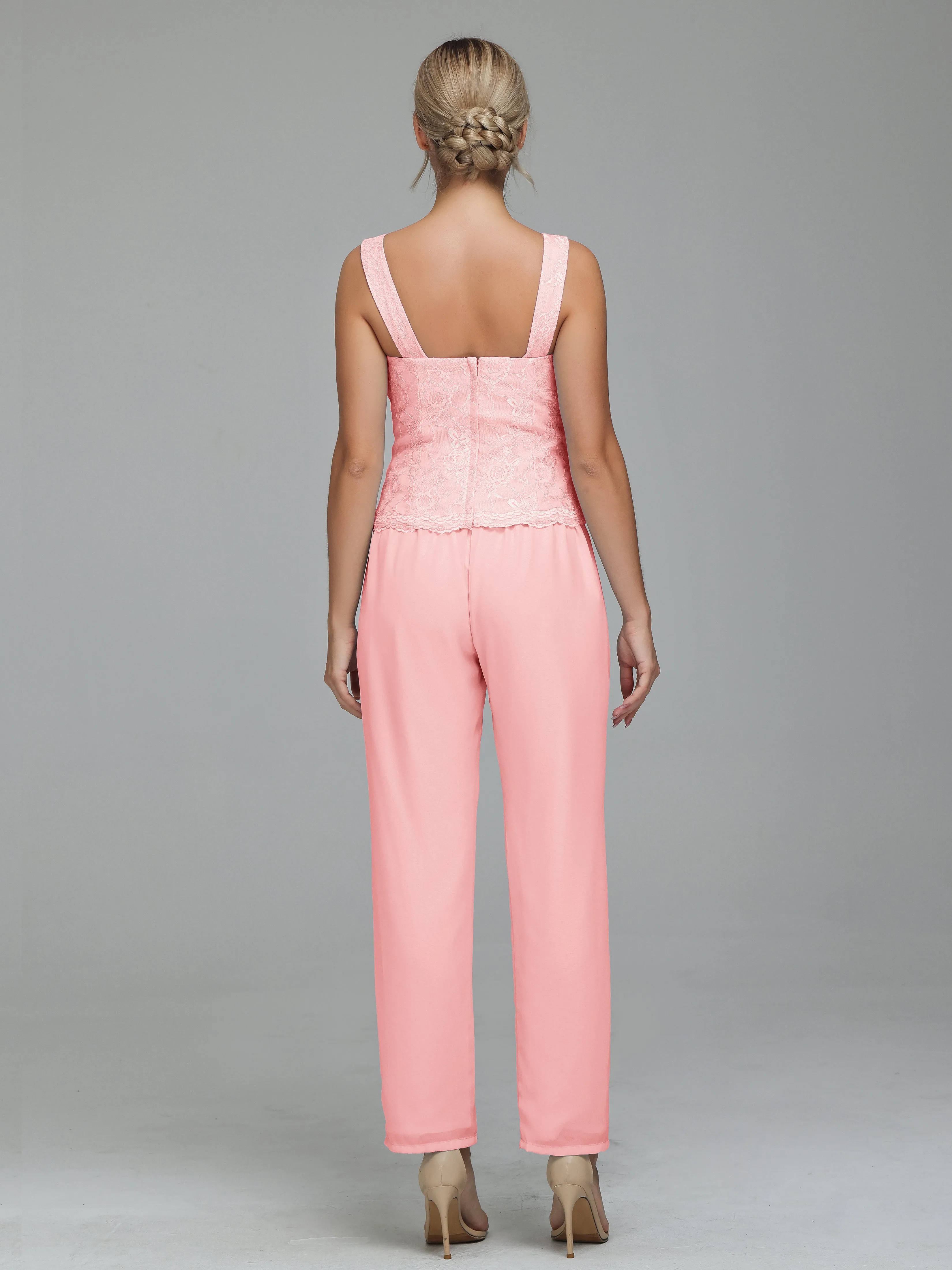 Graceful 3 Pieces Lace Chiffon Mother of Bride Dress Pant Suits