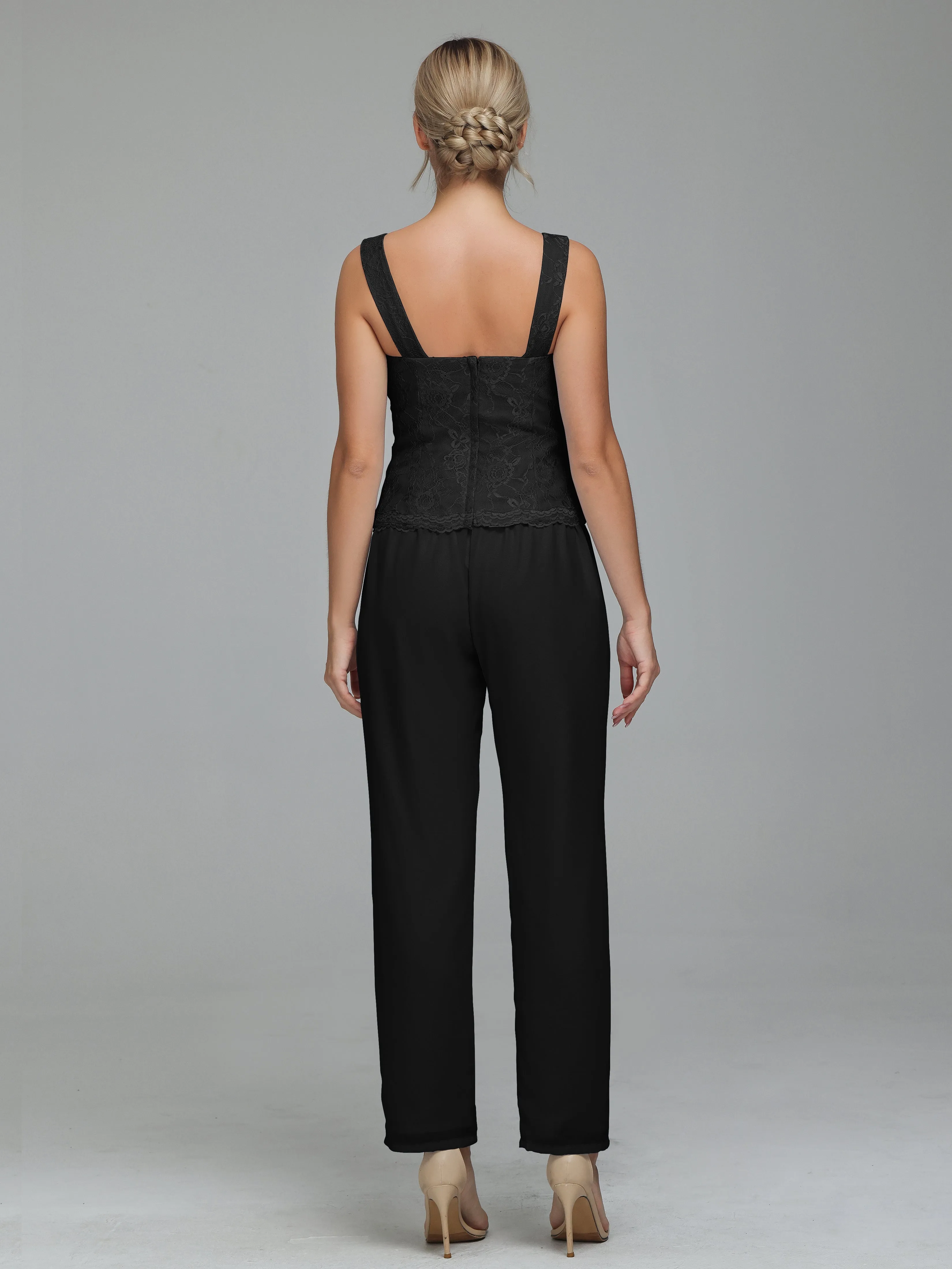 Graceful 3 Pieces Lace Chiffon Mother of Bride Dress Pant Suits