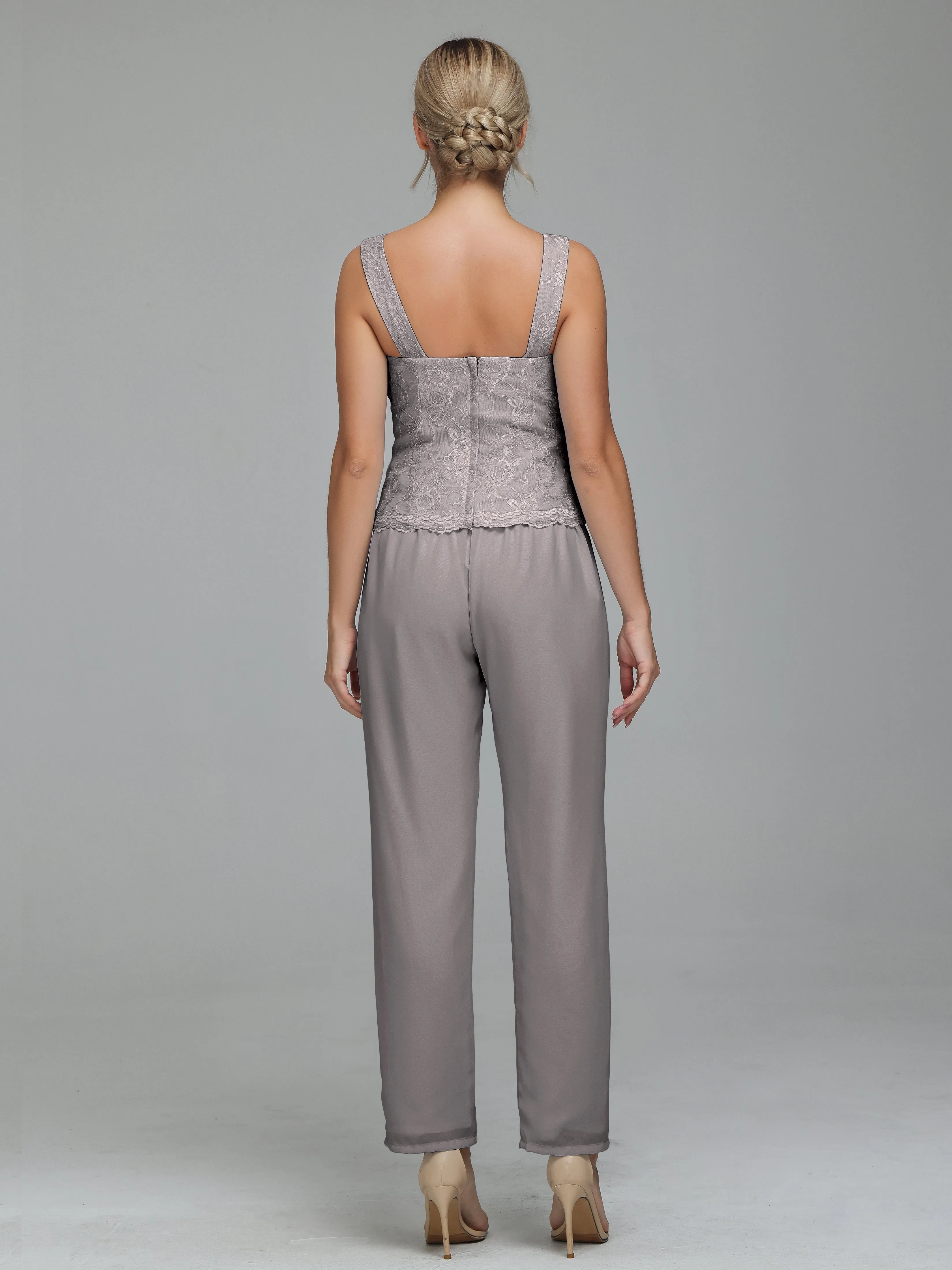 Graceful 3 Pieces Lace Chiffon Mother of Bride Dress Pant Suits