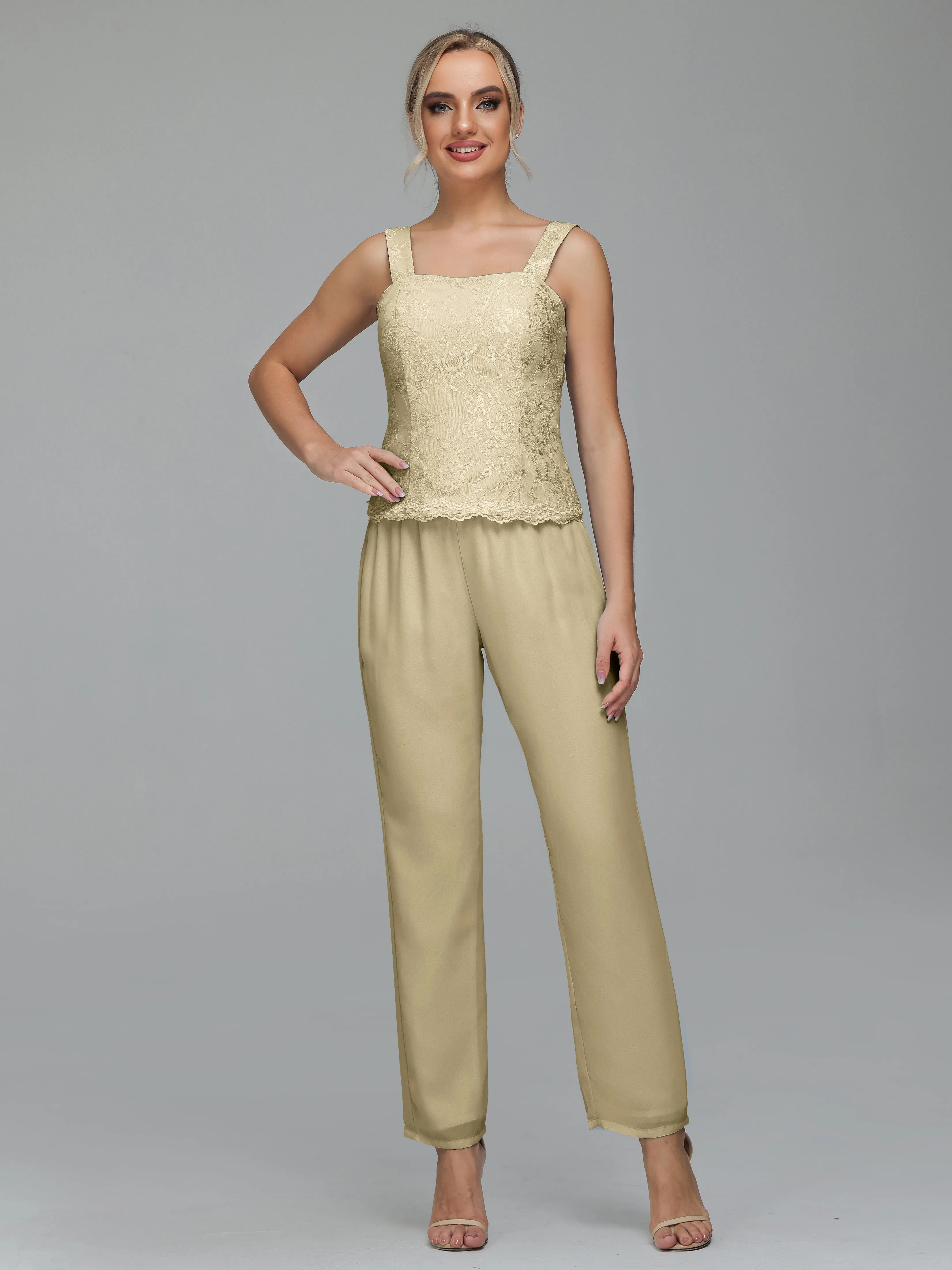 Graceful 3 Pieces Lace Chiffon Mother of Bride Dress Pant Suits