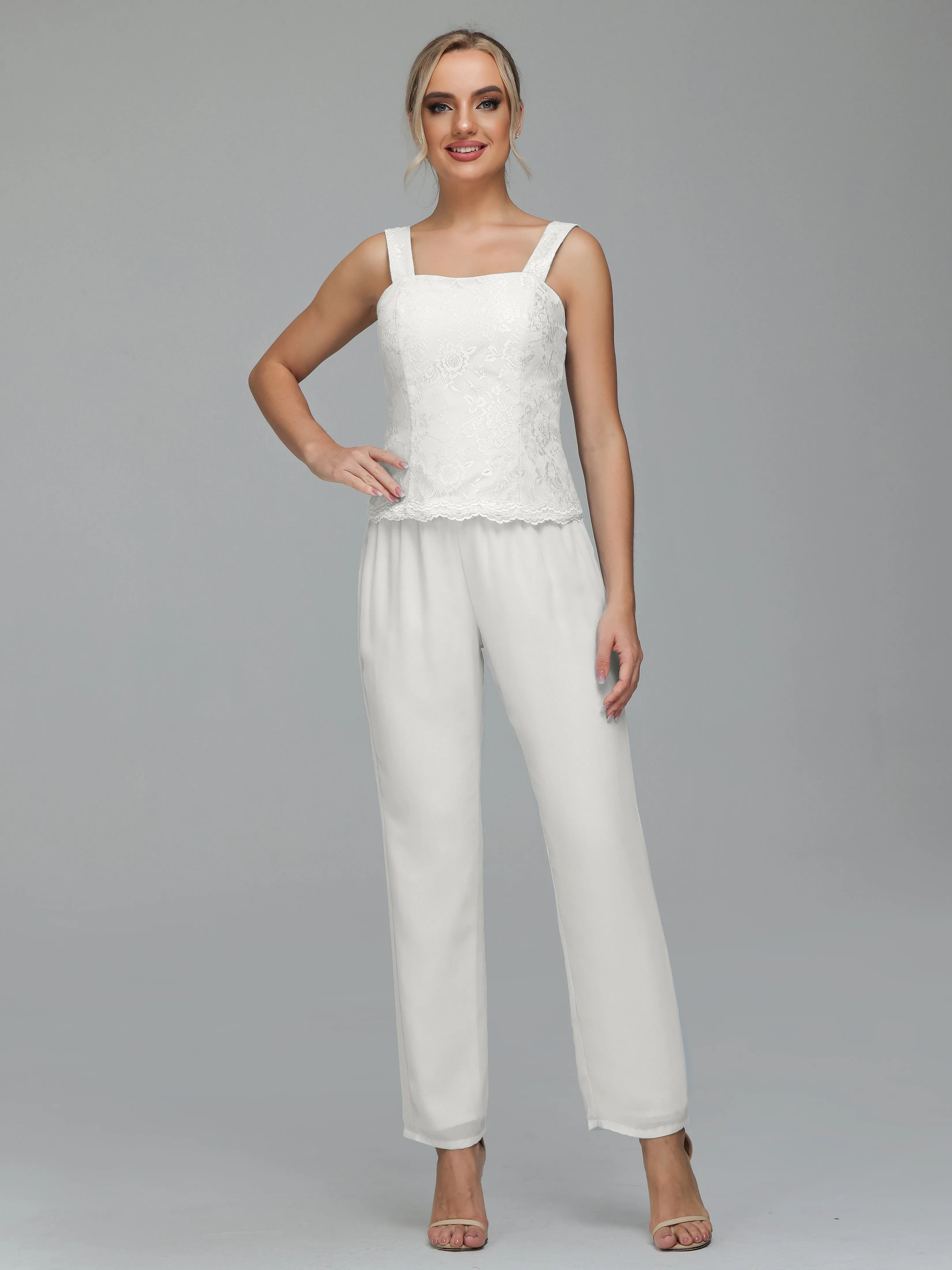 Graceful 3 Pieces Lace Chiffon Mother of Bride Dress Pant Suits