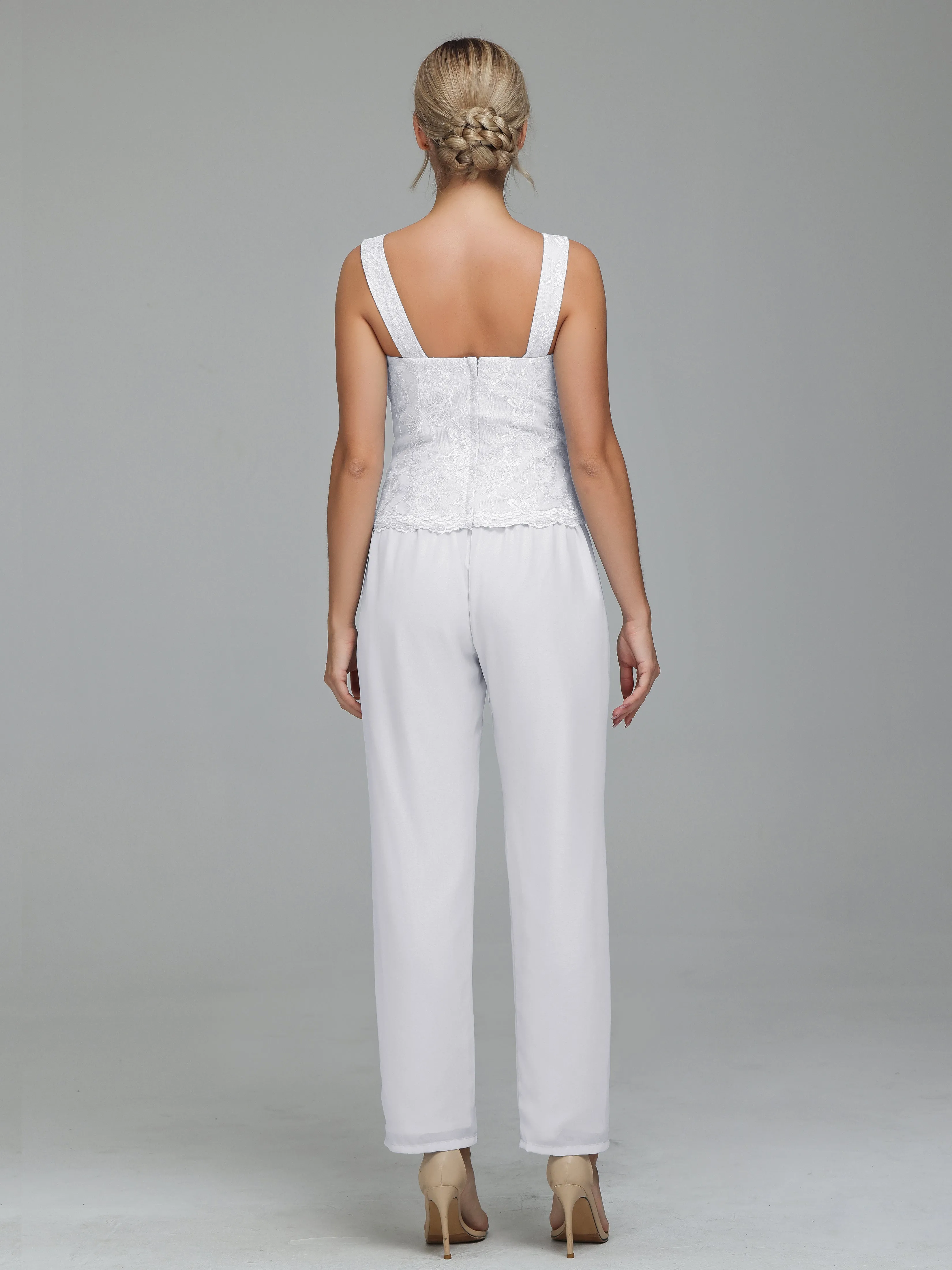 Graceful 3 Pieces Lace Chiffon Mother of Bride Dress Pant Suits