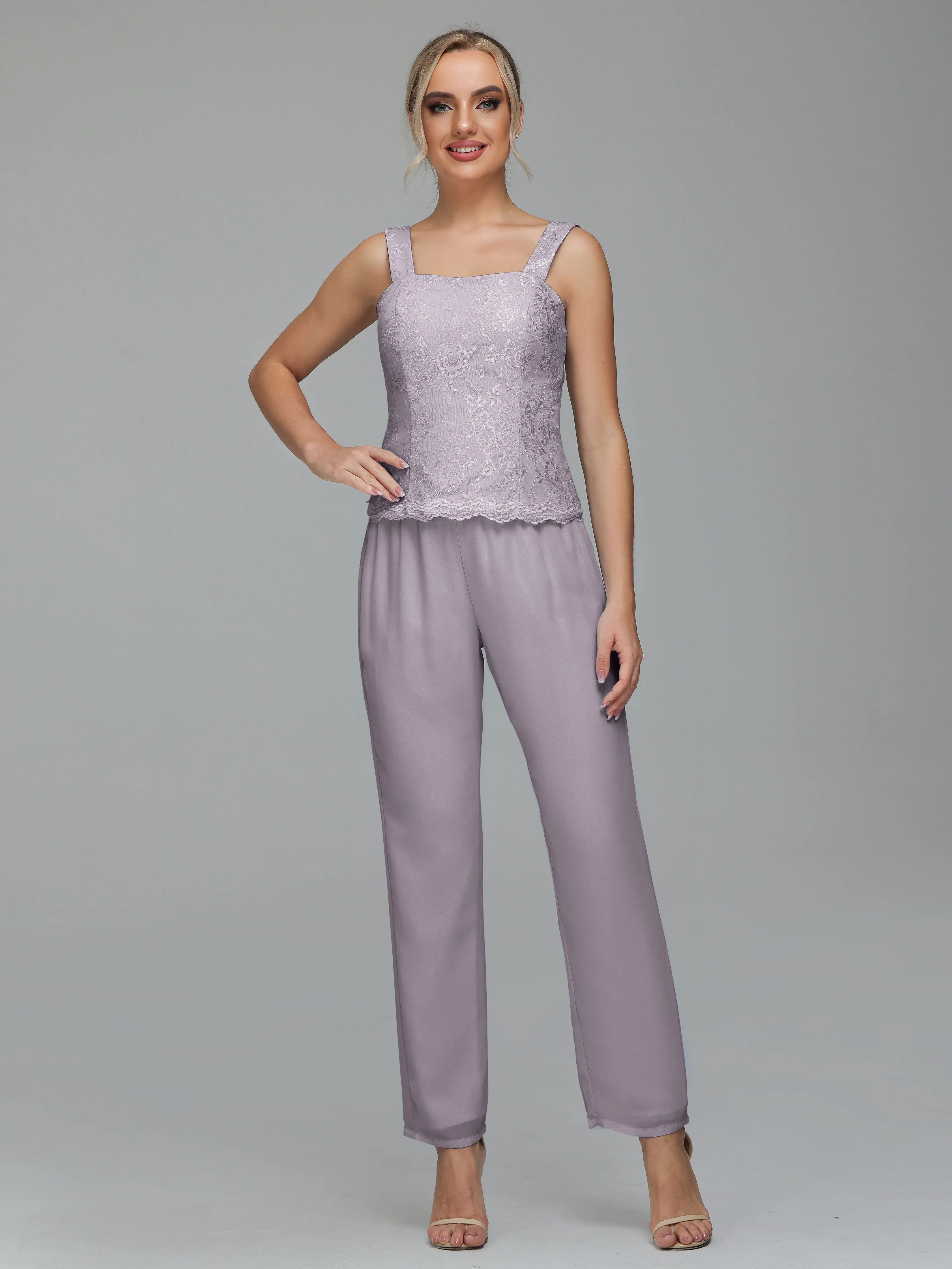 Graceful 3 Pieces Lace Chiffon Mother of Bride Dress Pant Suits
