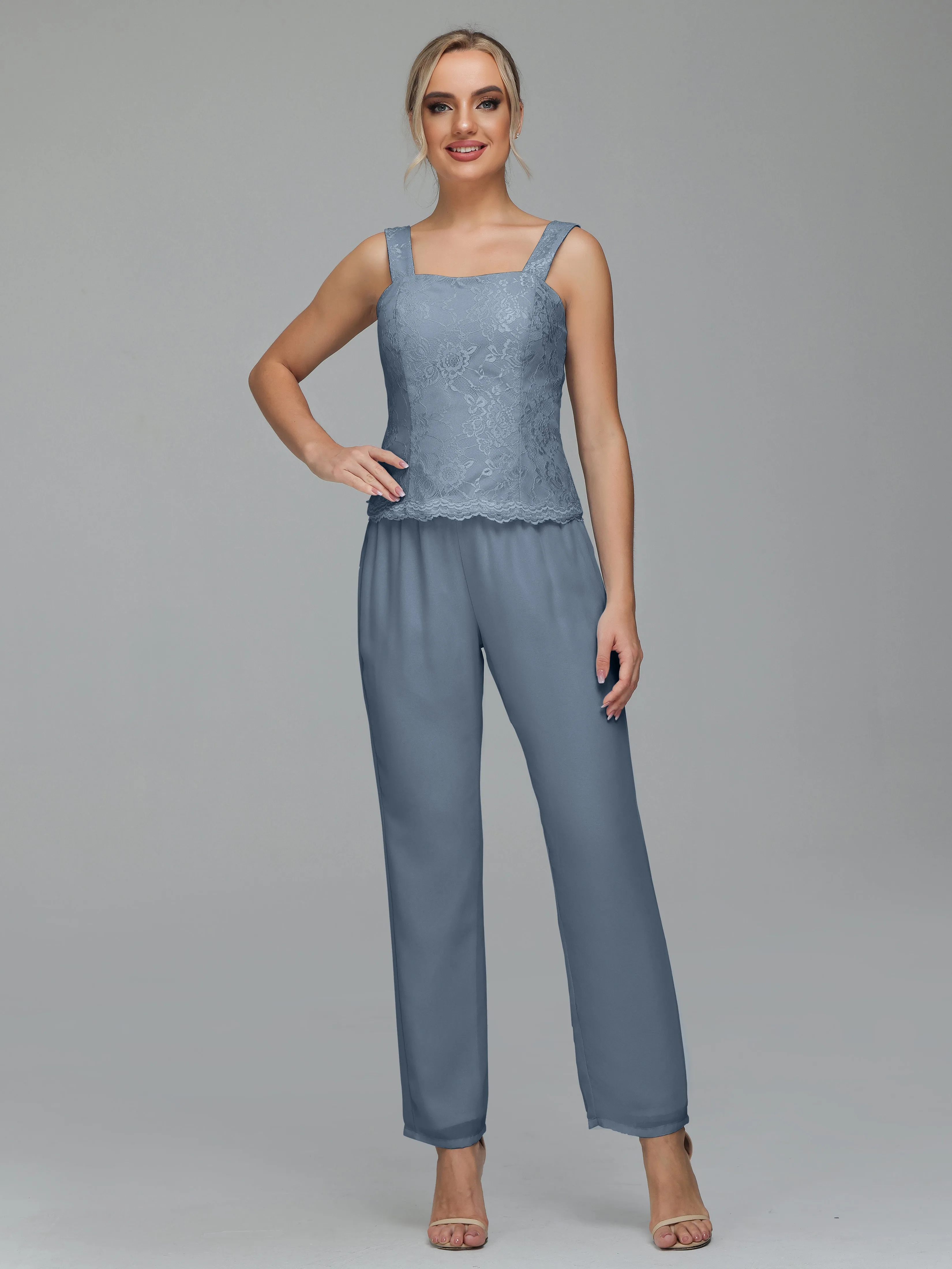 Graceful 3 Pieces Lace Chiffon Mother of Bride Dress Pant Suits