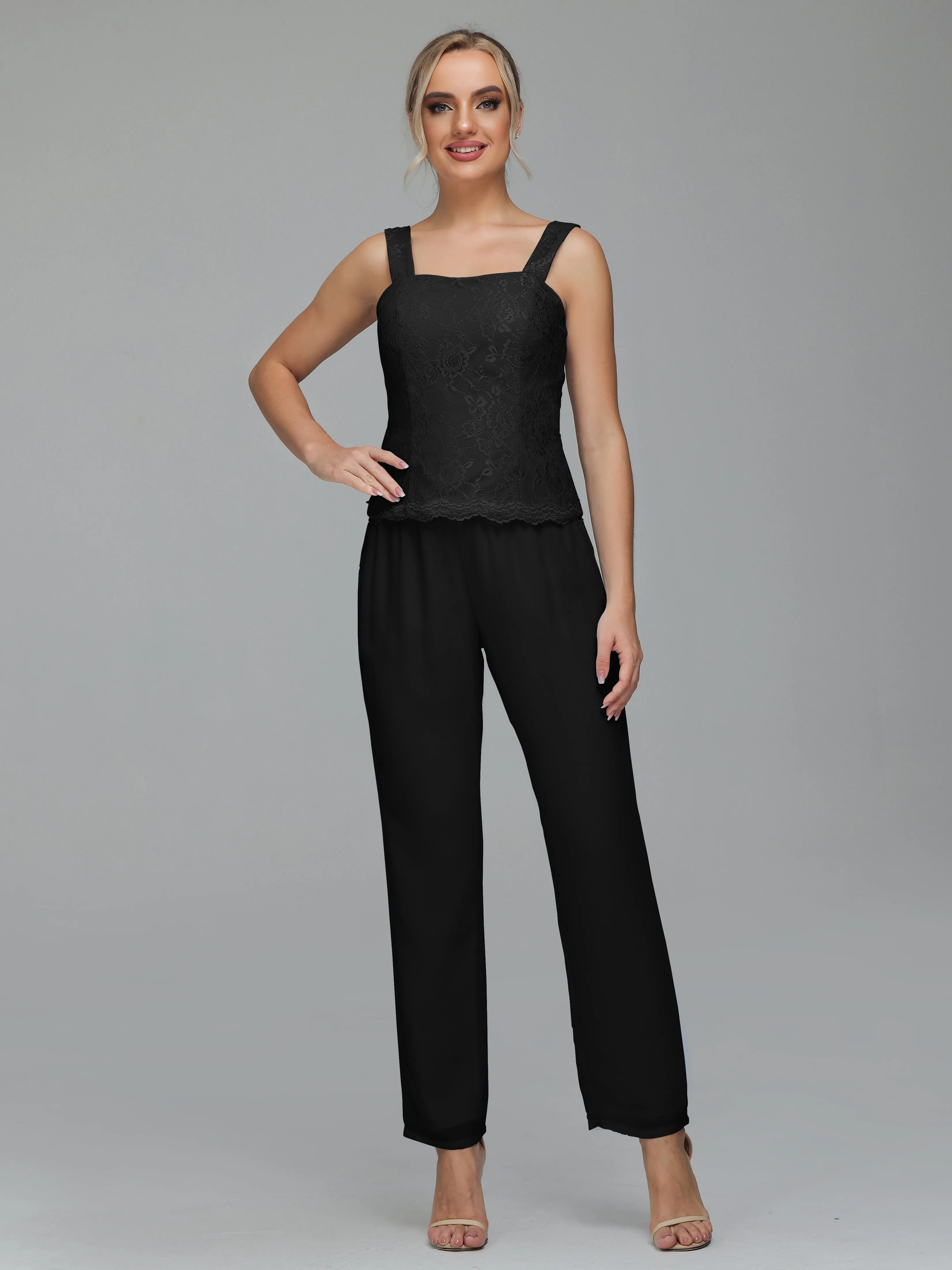 Graceful 3 Pieces Lace Chiffon Mother of Bride Dress Pant Suits